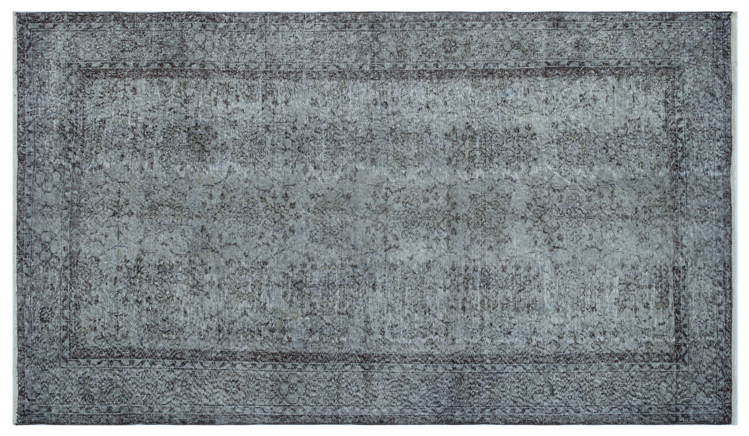 Retro Design Gray Over Dyed Vintage Rug 5'7'' x 9'9'' ft 170 x 296 cm