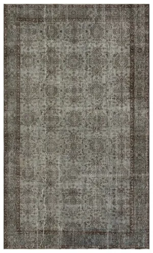Retro Design Gray Over Dyed Vintage Rug 5'8'' x 9'9'' ft 173 x 296 cm