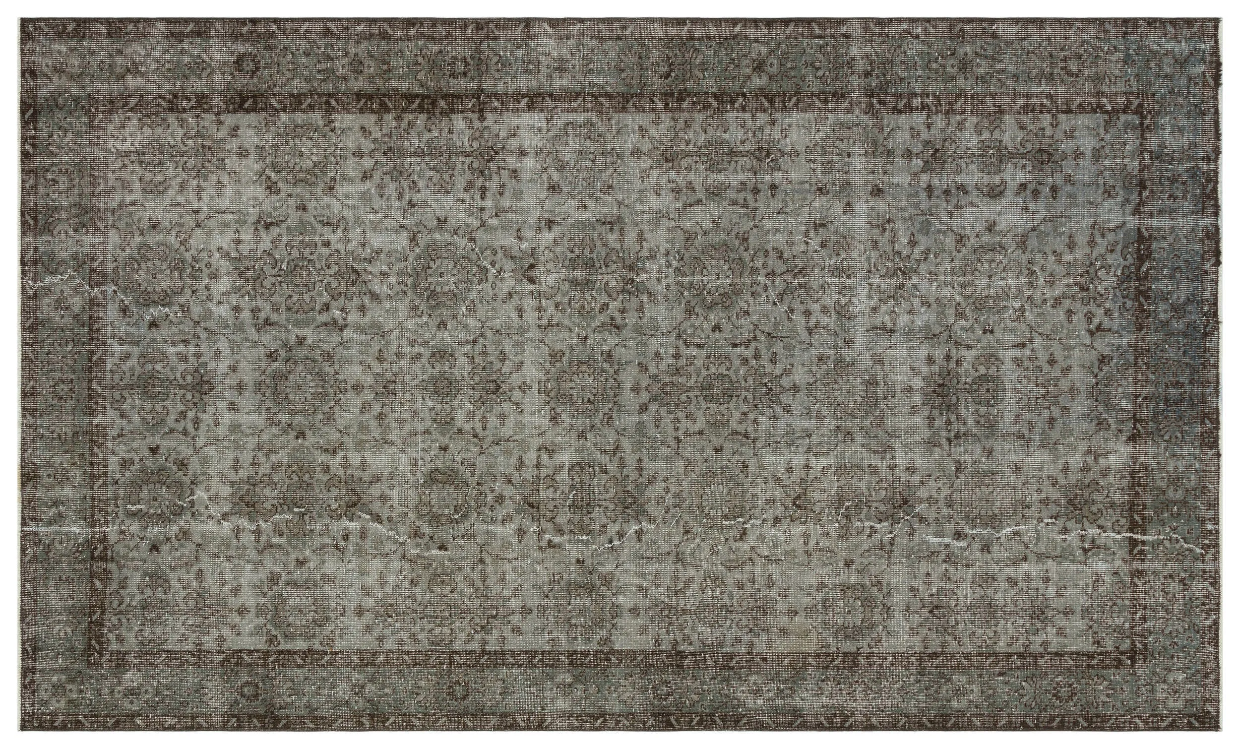 Retro Design Gray Over Dyed Vintage Rug 5'8'' x 9'9'' ft 173 x 296 cm