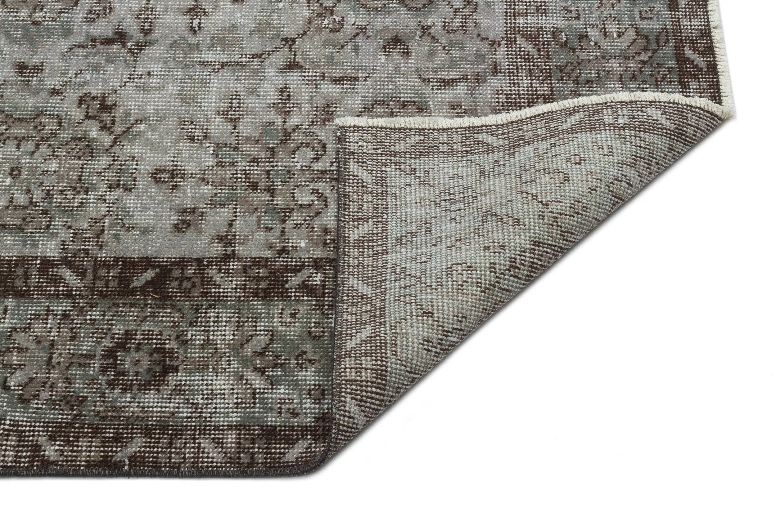 Retro Design Gray Over Dyed Vintage Rug 5'8'' x 9'9'' ft 173 x 296 cm