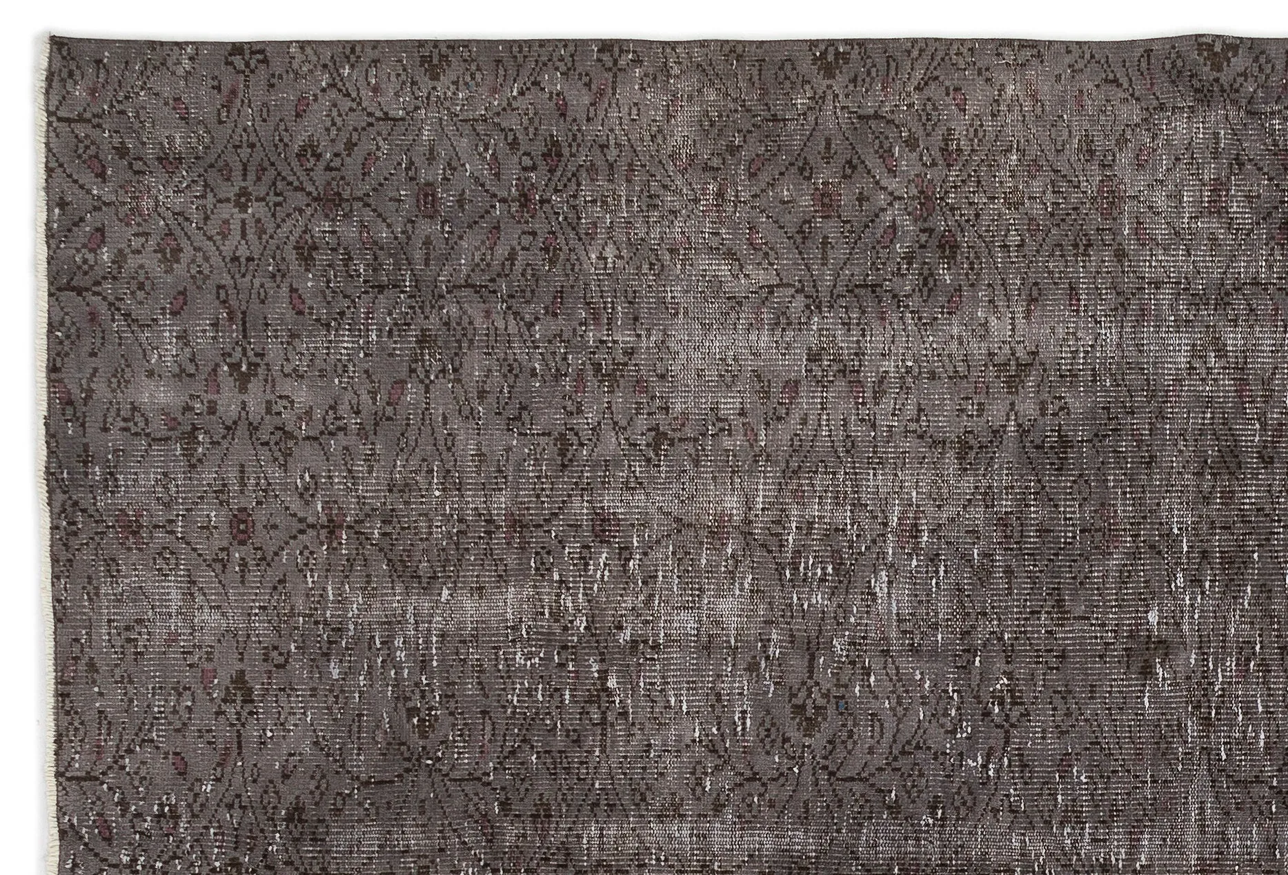 Retro Design Gray Over Dyed Vintage Rug 6'1'' x 9'2'' ft 185 x 280 cm