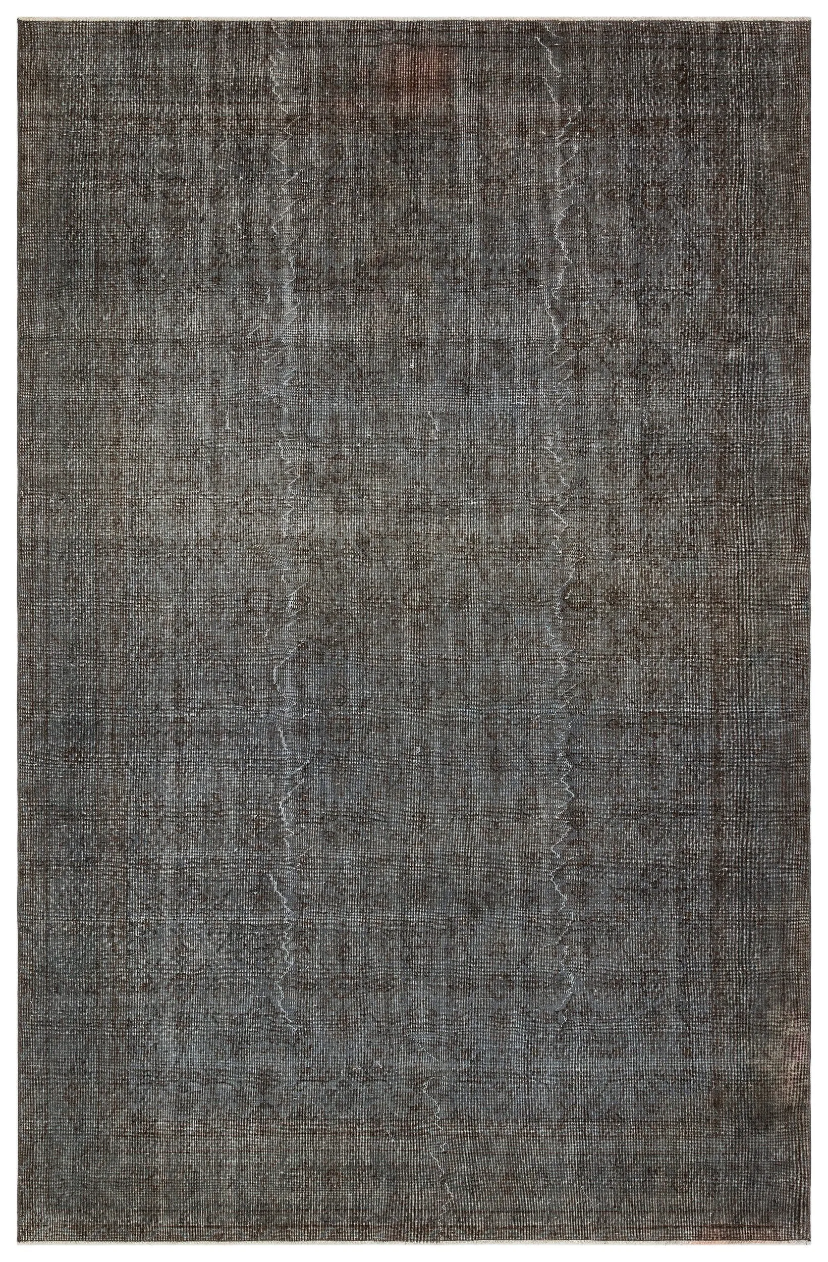 Retro Design Gray Over Dyed Vintage Rug 7'2'' x 10'10'' ft 219 x 330 cm