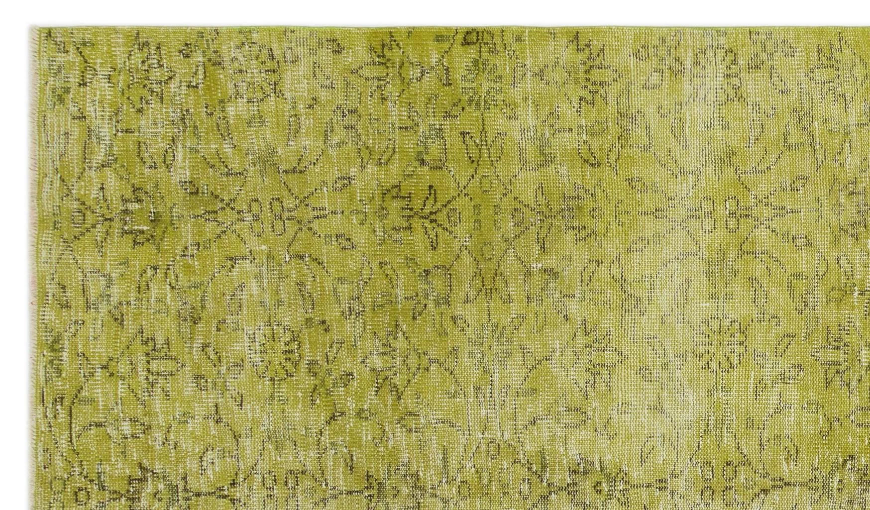 Retro Design Green Over Dyed Vintage Rug 4'9'' x 8'2'' ft 145 x 250 cm