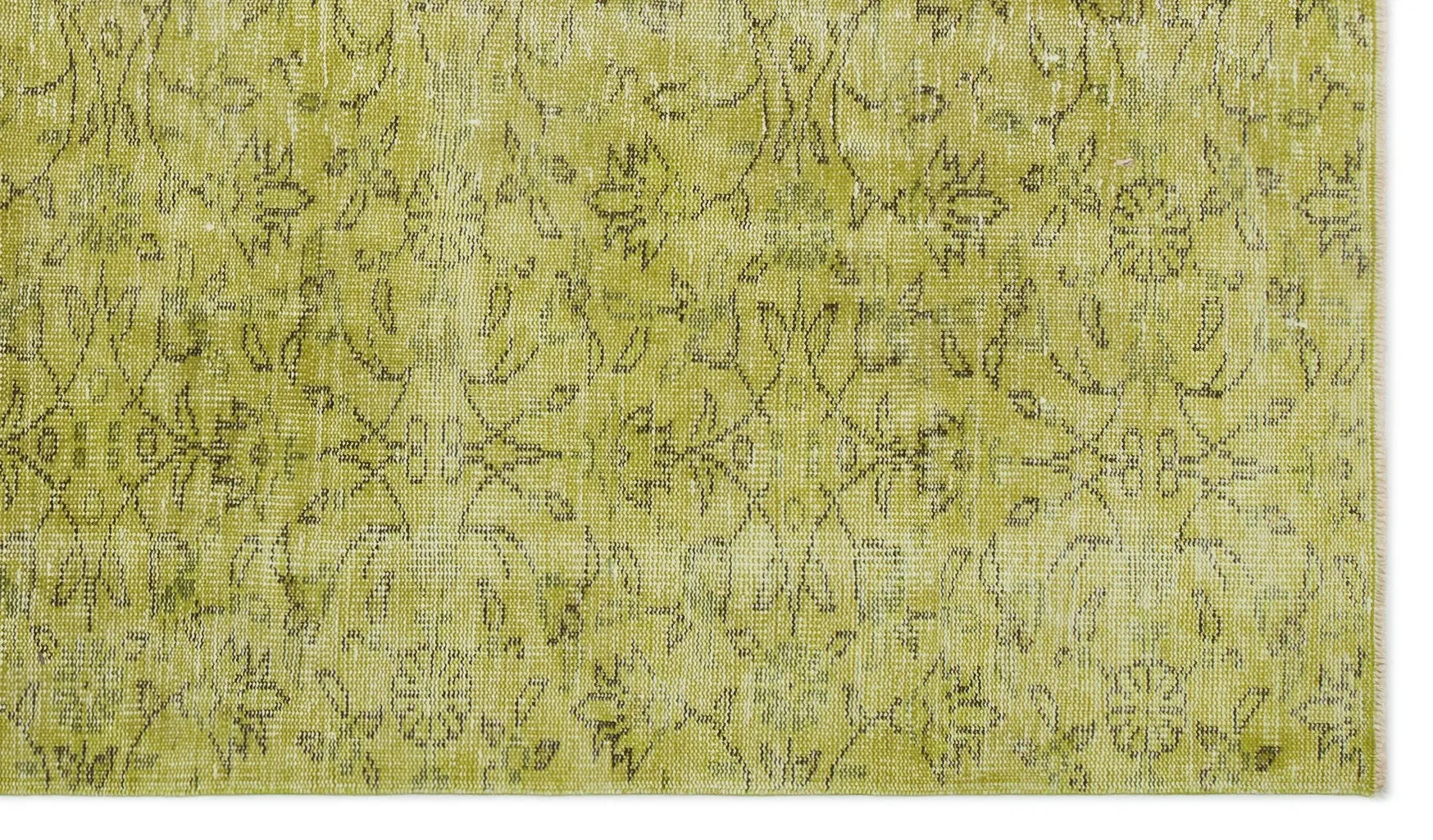 Retro Design Green Over Dyed Vintage Rug 4'9'' x 8'2'' ft 145 x 250 cm