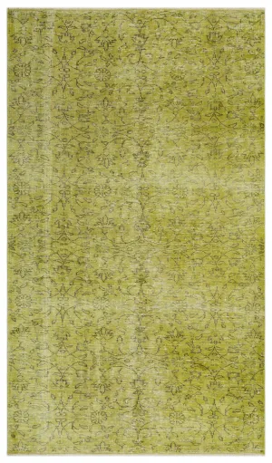Retro Design Green Over Dyed Vintage Rug 4'9'' x 8'2'' ft 145 x 250 cm