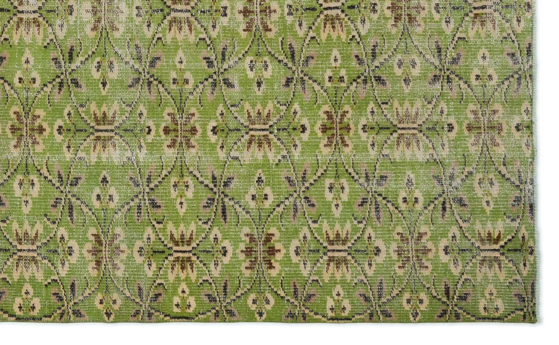 Retro Design Green Over Dyed Vintage Rug 5'1'' x 8'5'' ft 155 x 257 cm