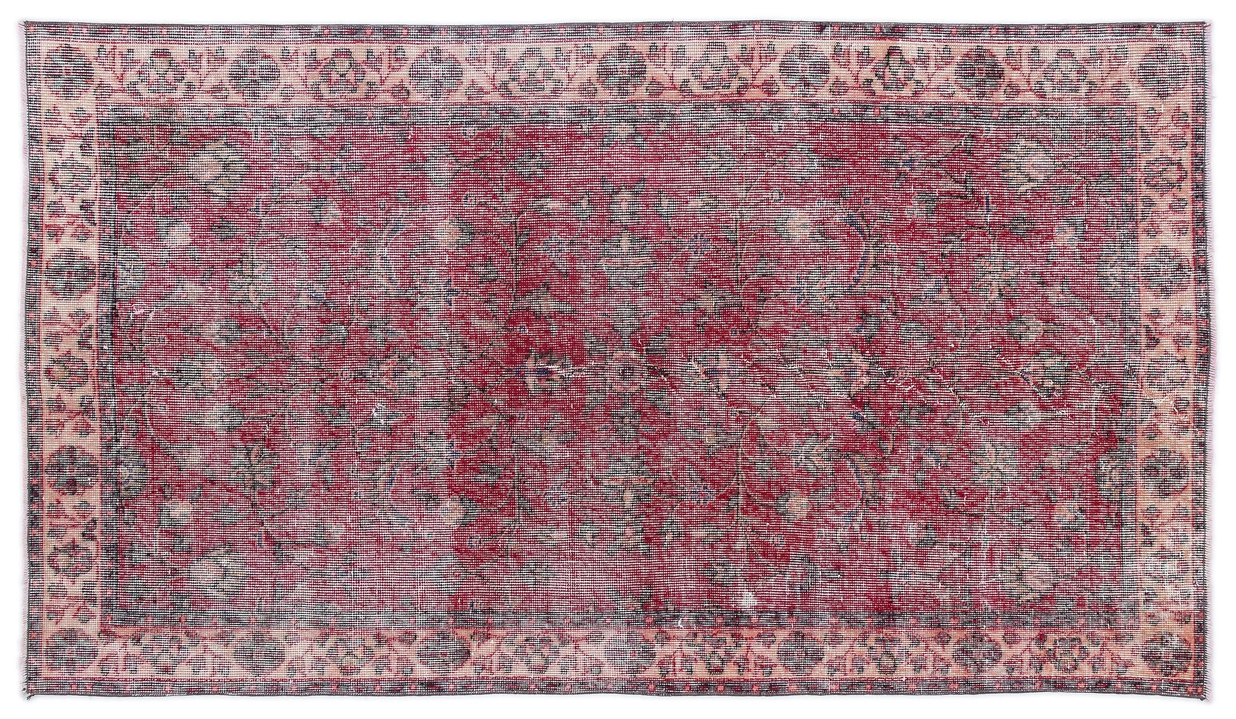 Retro Design Naturel Over Dyed Vintage Rug 3'9'' x 6'11'' ft 115 x 210 cm