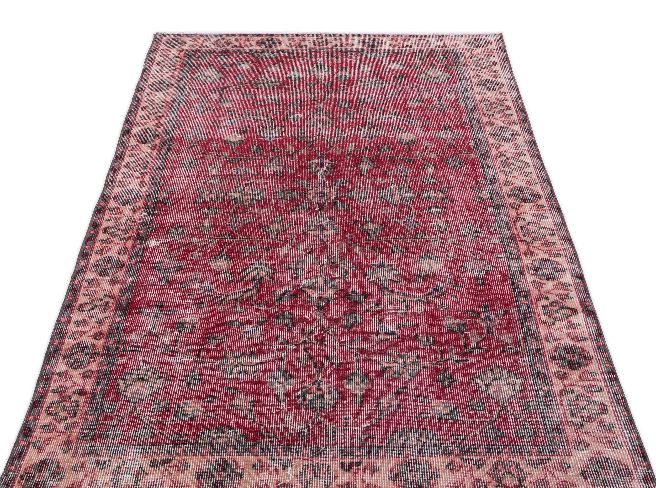 Retro Design Naturel Over Dyed Vintage Rug 3'9'' x 6'11'' ft 115 x 210 cm