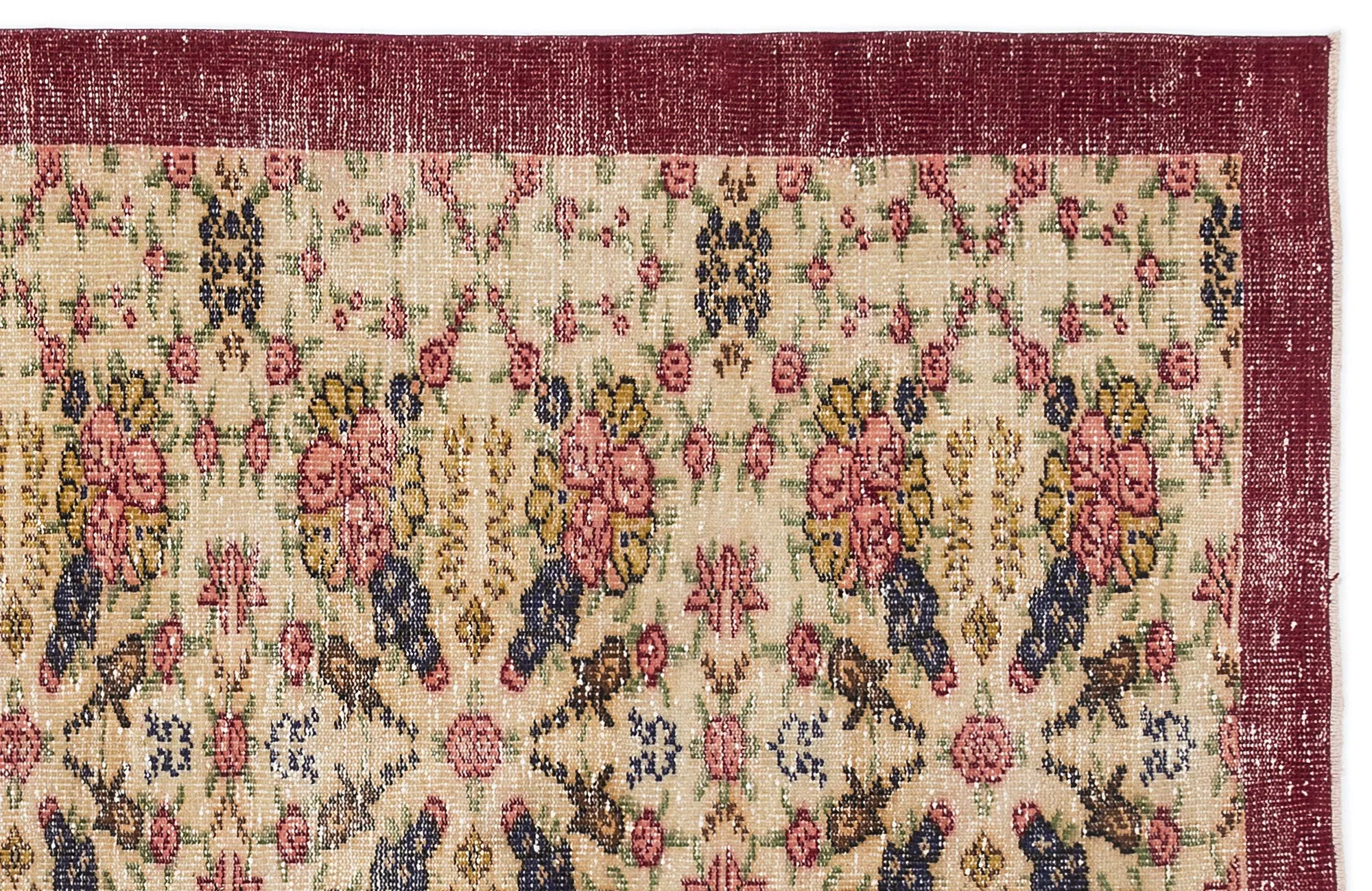 Retro Design Naturel Over Dyed Vintage Rug 4'4'' x 7'9'' ft 132 x 237 cm