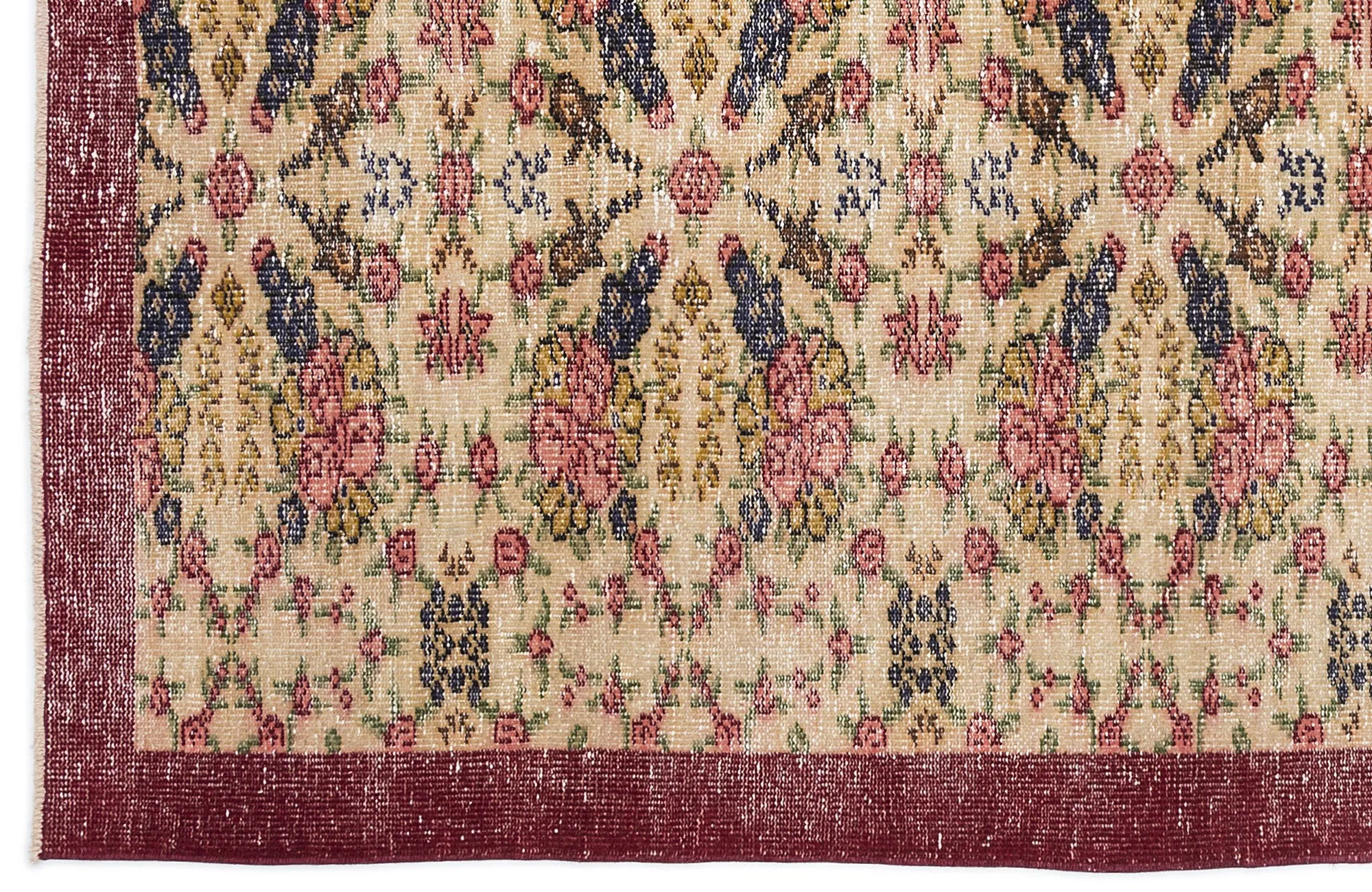 Retro Design Naturel Over Dyed Vintage Rug 4'4'' x 7'9'' ft 132 x 237 cm
