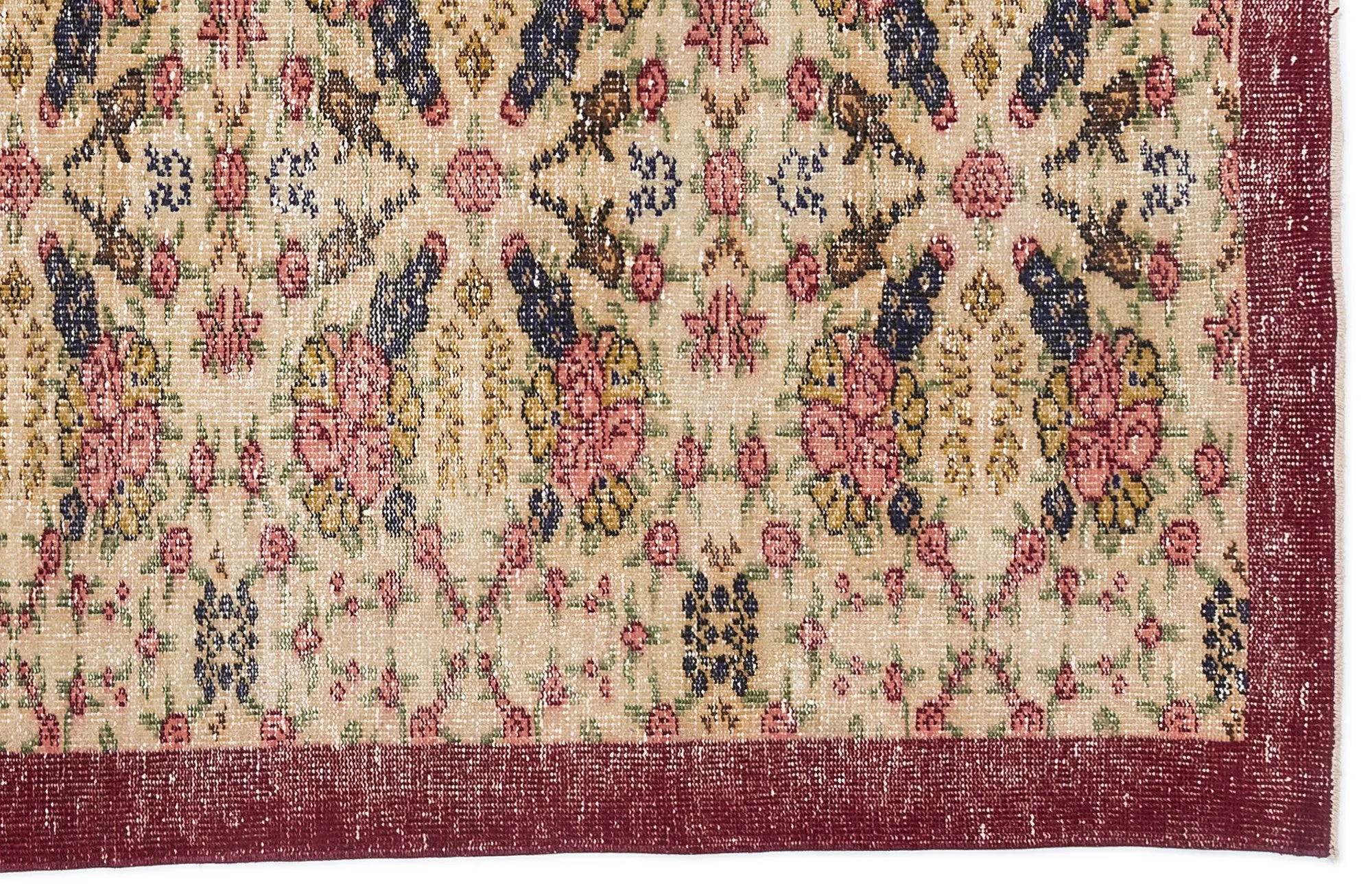 Retro Design Naturel Over Dyed Vintage Rug 4'4'' x 7'9'' ft 132 x 237 cm