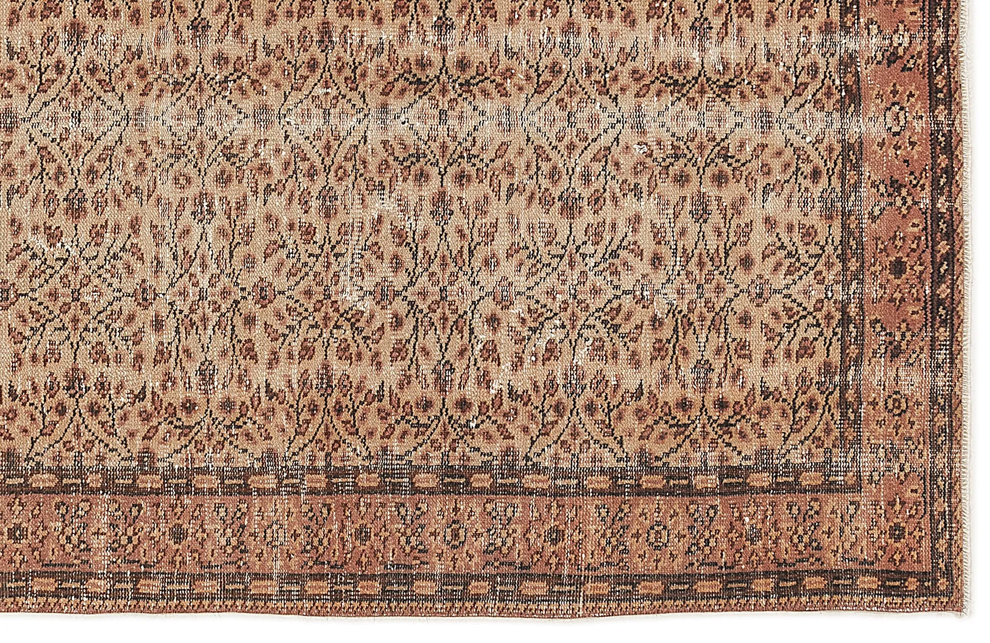 Retro Design Naturel Over Dyed Vintage Rug 4'8'' x 8'2'' ft 142 x 250 cm