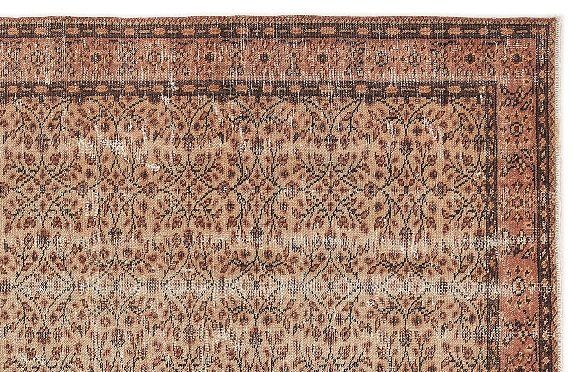 Retro Design Naturel Over Dyed Vintage Rug 4'8'' x 8'2'' ft 142 x 250 cm