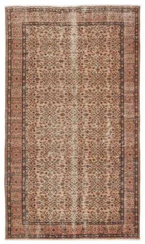 Retro Design Naturel Over Dyed Vintage Rug 4'8'' x 8'2'' ft 142 x 250 cm