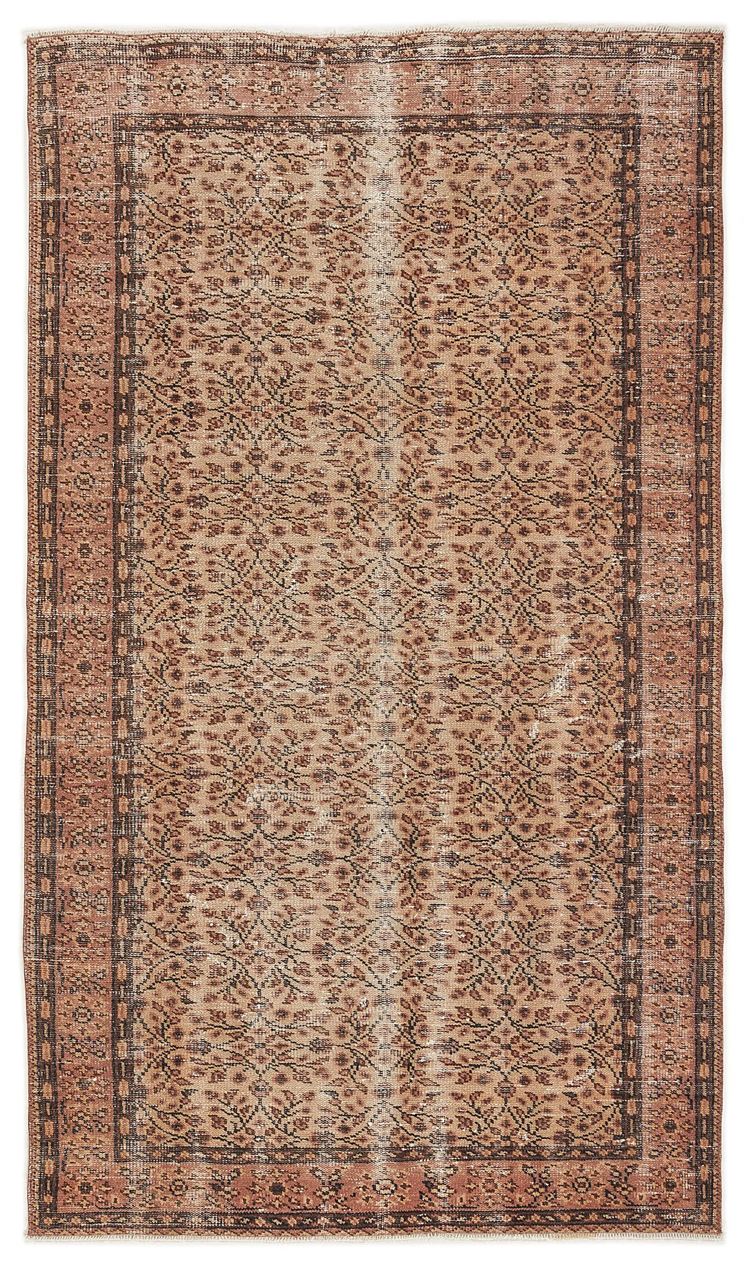 Retro Design Naturel Over Dyed Vintage Rug 4'8'' x 8'2'' ft 142 x 250 cm