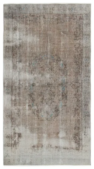 Retro Design Naturel Over Dyed Vintage Rug 4'8'' x 8'6'' ft 141 x 260 cm