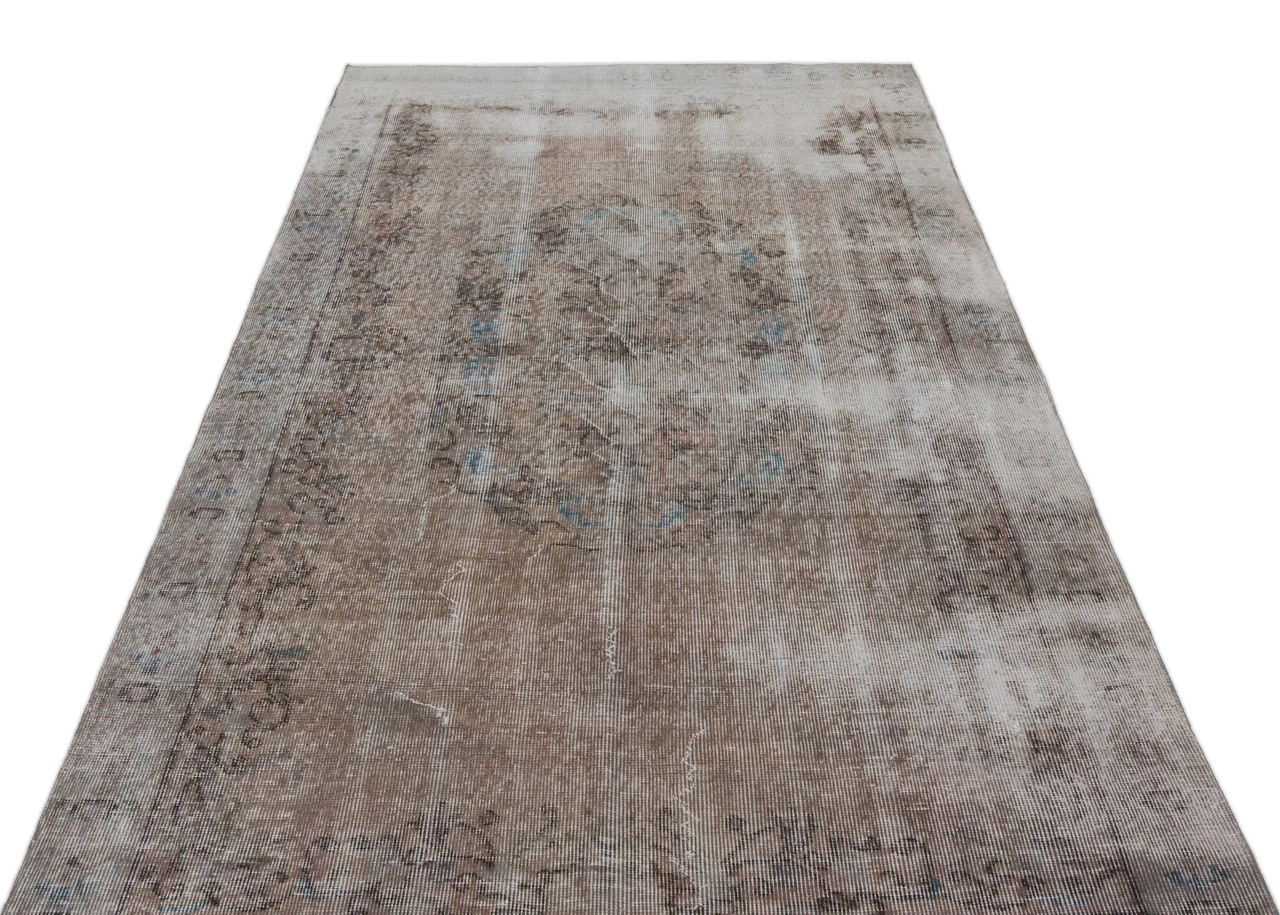 Retro Design Naturel Over Dyed Vintage Rug 4'8'' x 8'6'' ft 141 x 260 cm