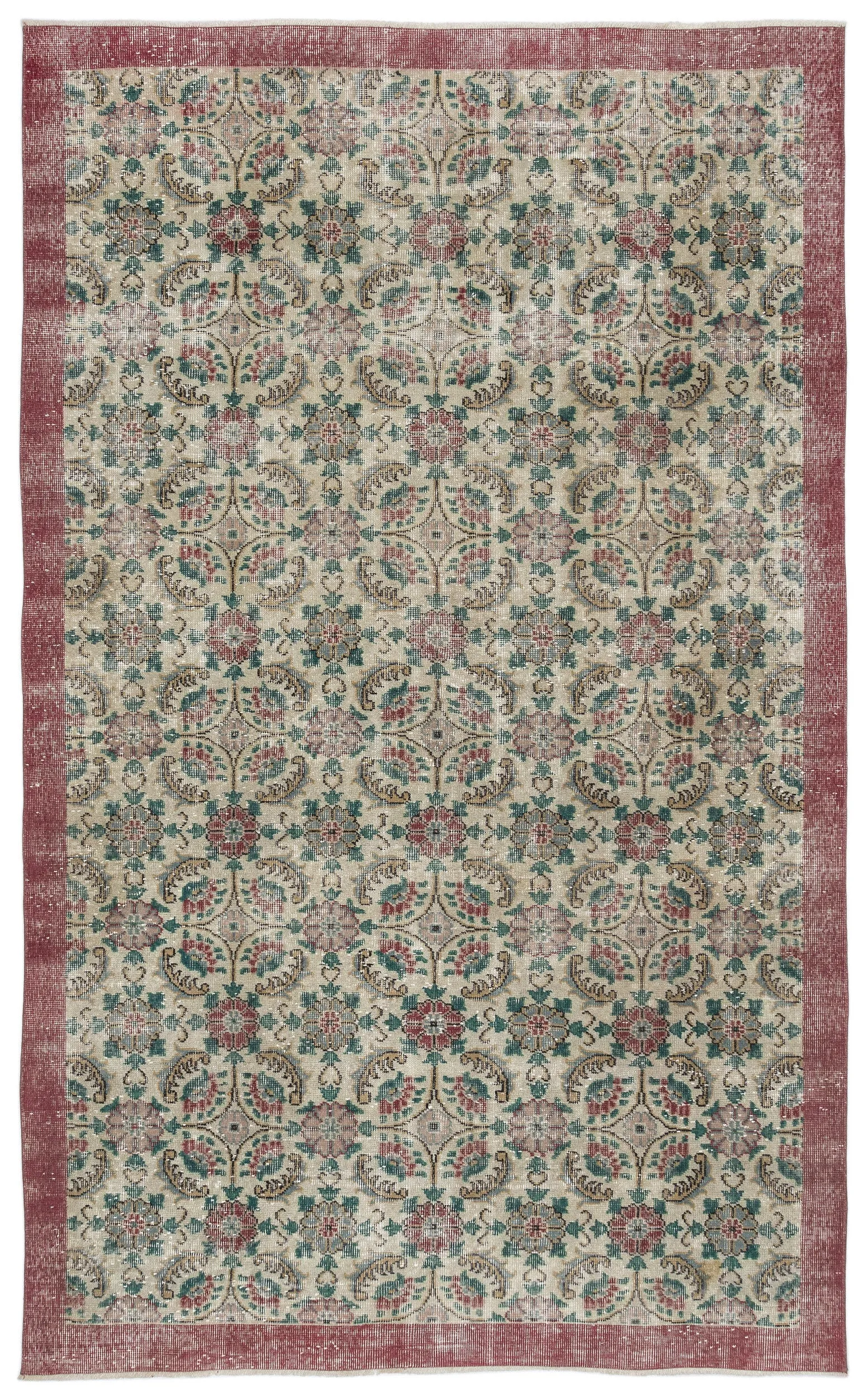 Retro Design Naturel Over Dyed Vintage Rug 5'11'' x 9'8'' ft 180 x 295 cm