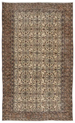 Retro Design Naturel Over Dyed Vintage Rug 5'3'' x 8'11'' ft 161 x 271 cm