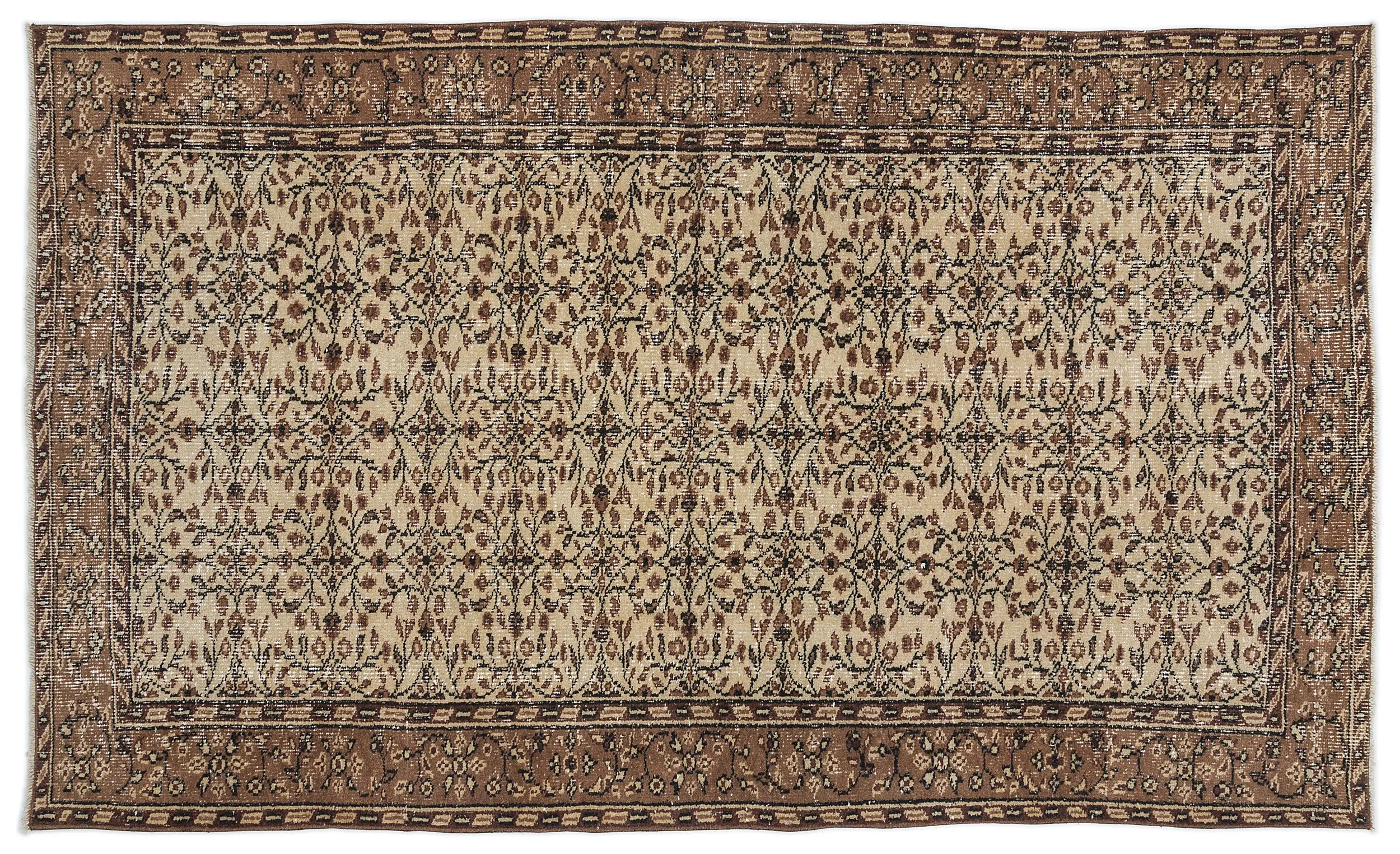 Retro Design Naturel Over Dyed Vintage Rug 5'3'' x 8'11'' ft 161 x 271 cm