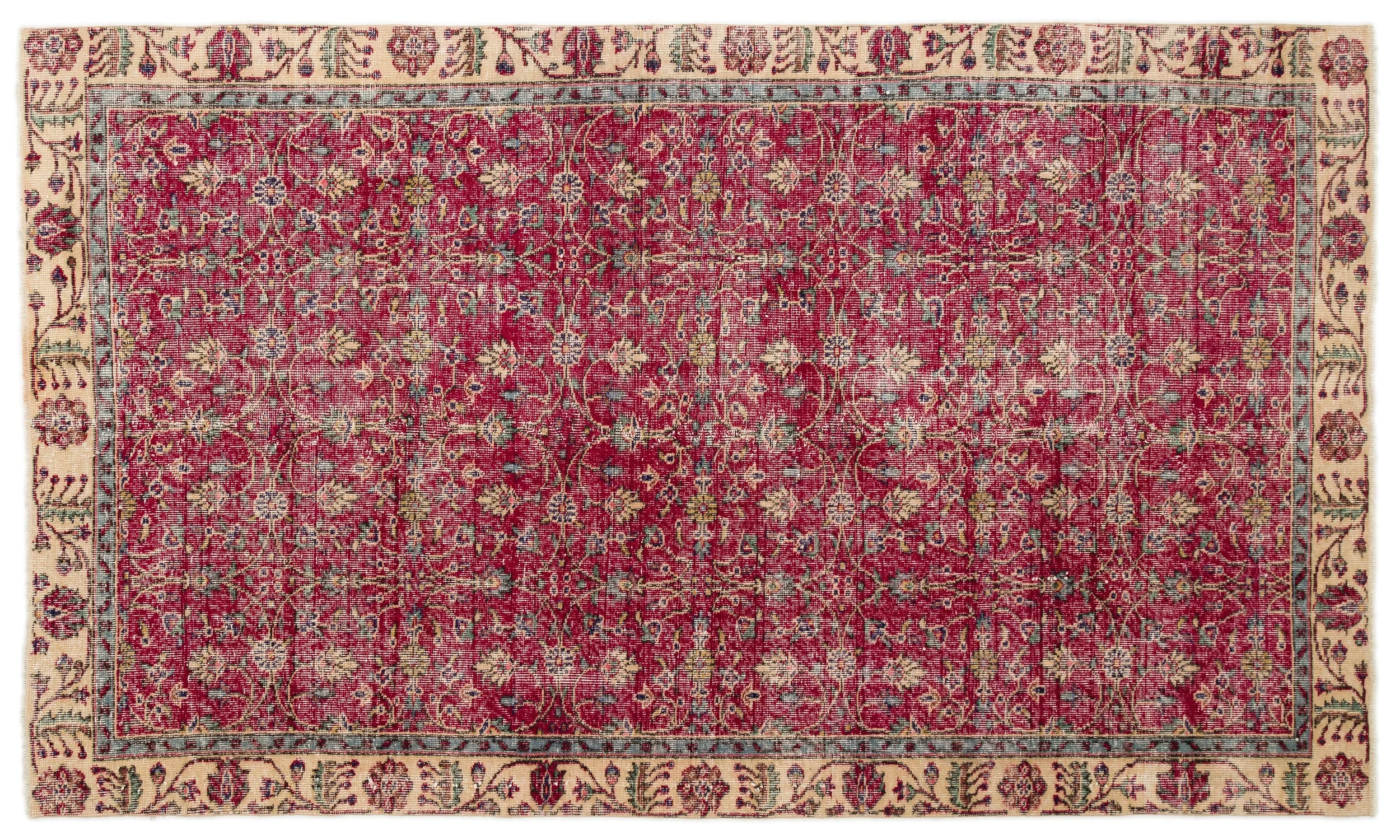 Retro Design Naturel Over Dyed Vintage Rug 5'3'' x 8'12'' ft 160 x 274 cm