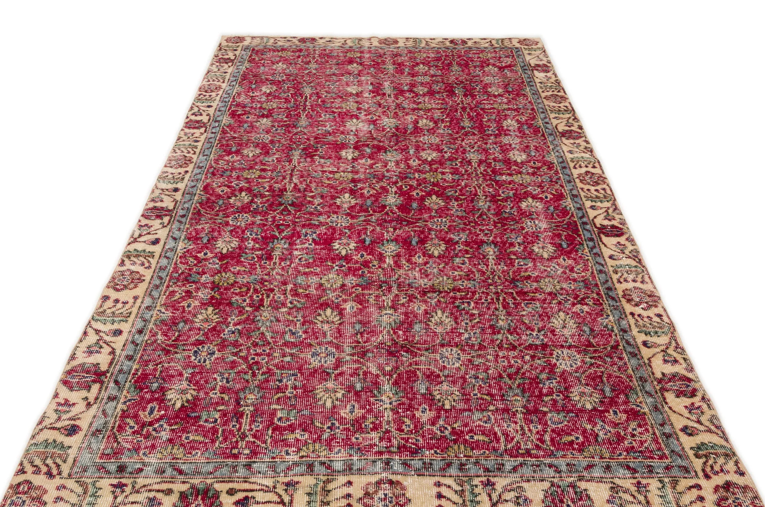 Retro Design Naturel Over Dyed Vintage Rug 5'3'' x 8'12'' ft 160 x 274 cm