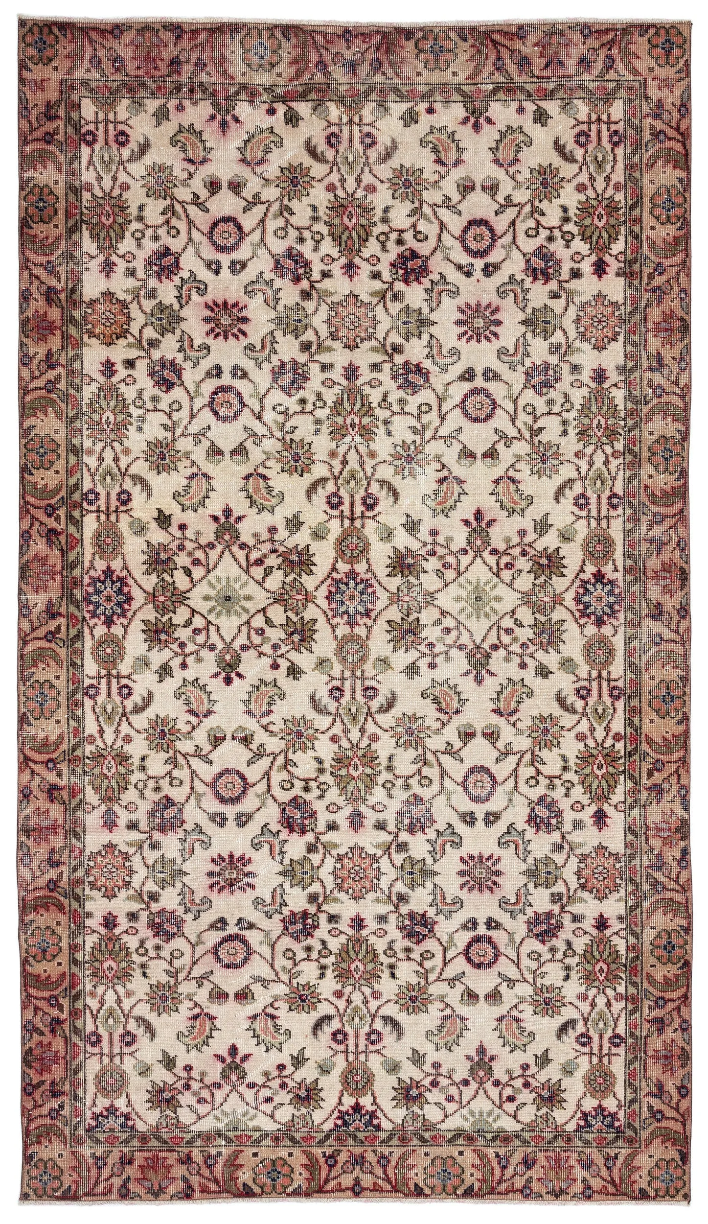 Retro Design Naturel Over Dyed Vintage Rug 5'3'' x 9'4'' ft 159 x 285 cm