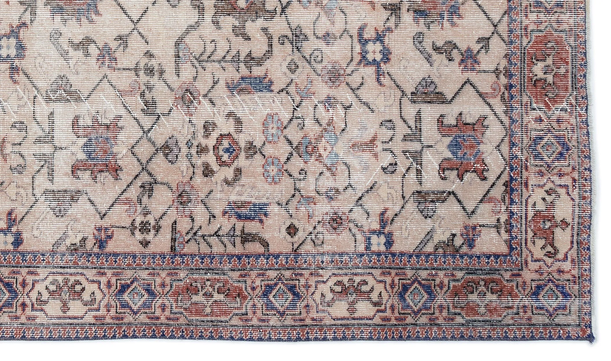 Retro Design Naturel Over Dyed Vintage Rug 5'7'' x 9'7'' ft 170 x 293 cm
