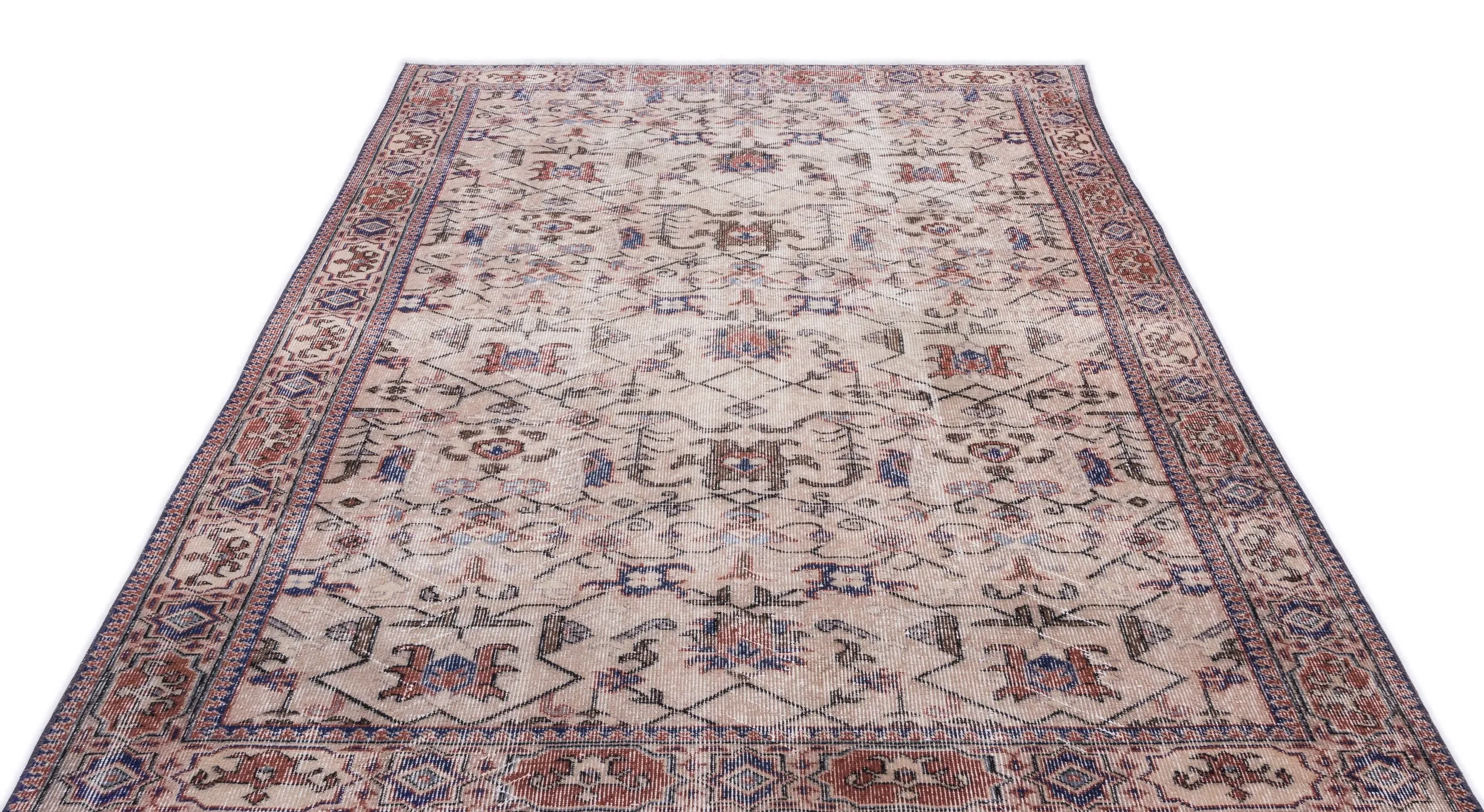 Retro Design Naturel Over Dyed Vintage Rug 5'7'' x 9'7'' ft 170 x 293 cm