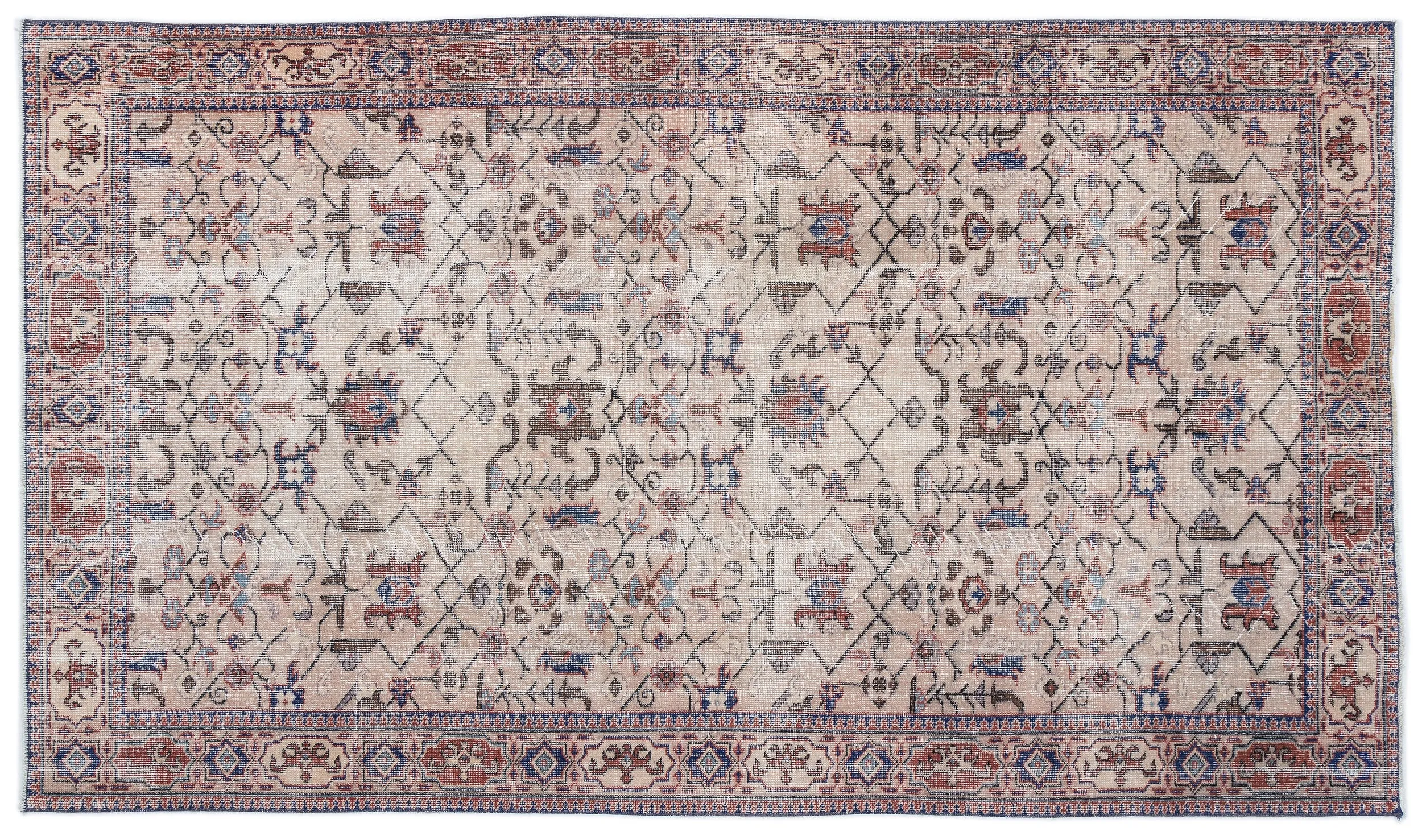 Retro Design Naturel Over Dyed Vintage Rug 5'7'' x 9'7'' ft 170 x 293 cm
