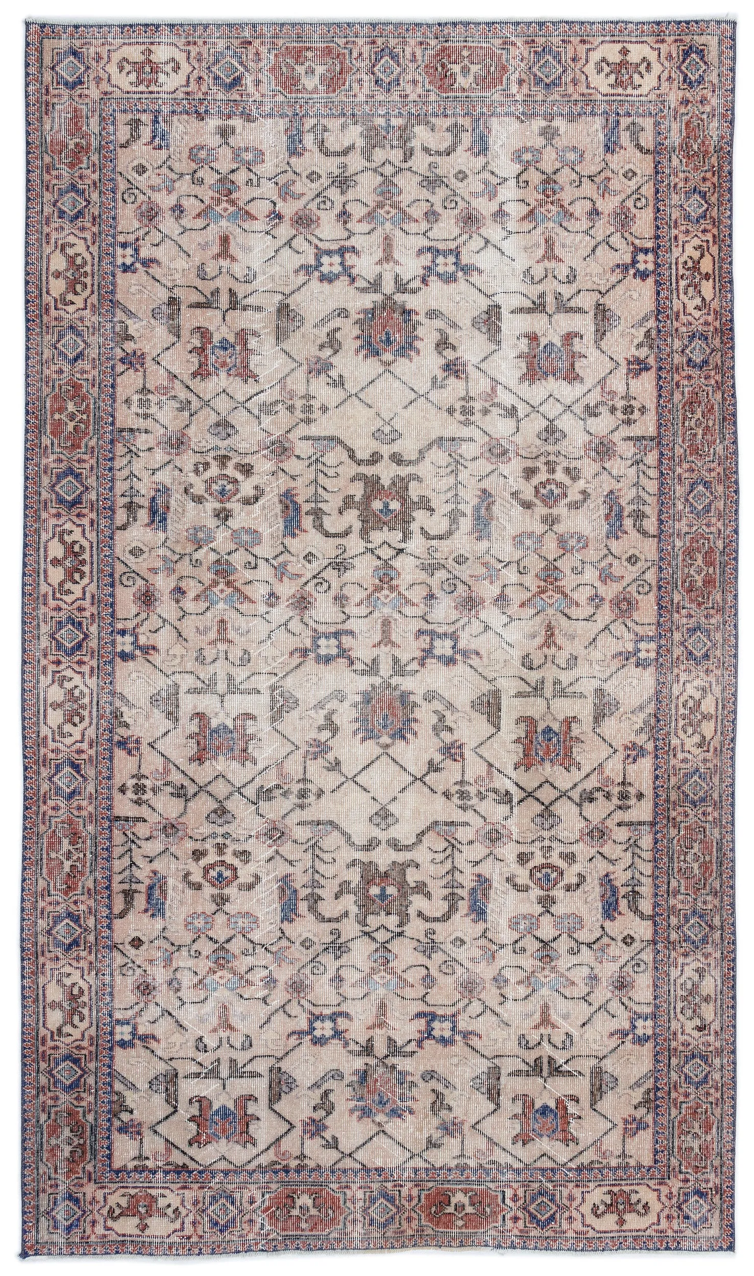 Retro Design Naturel Over Dyed Vintage Rug 5'7'' x 9'7'' ft 170 x 293 cm