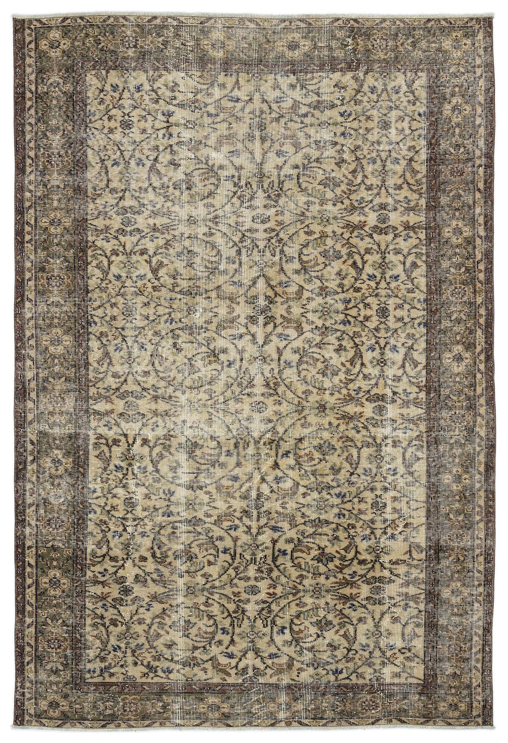 Retro Design Naturel Over Dyed Vintage Rug 5'9'' x 8'6'' ft 176 x 258 cm