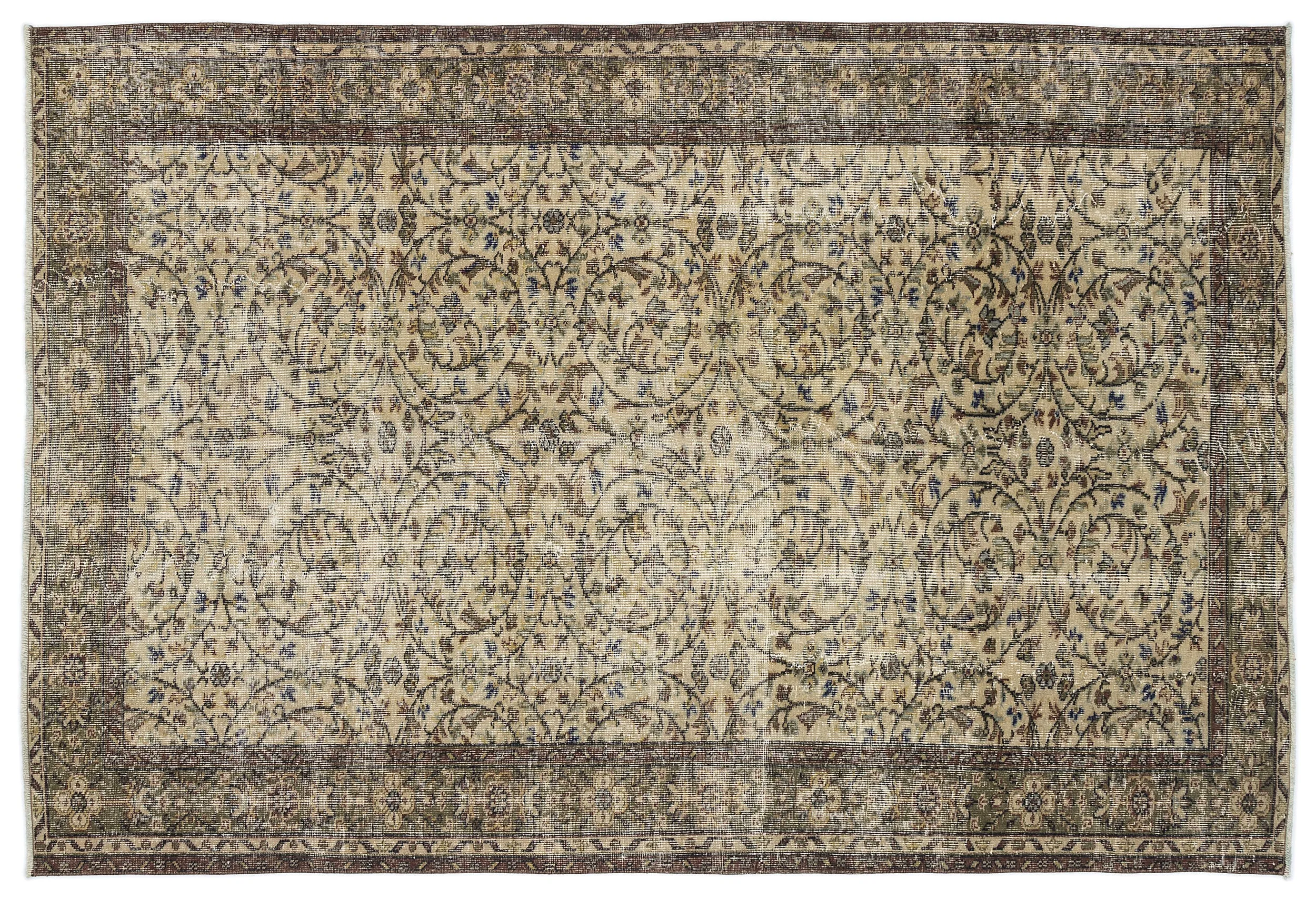 Retro Design Naturel Over Dyed Vintage Rug 5'9'' x 8'6'' ft 176 x 258 cm