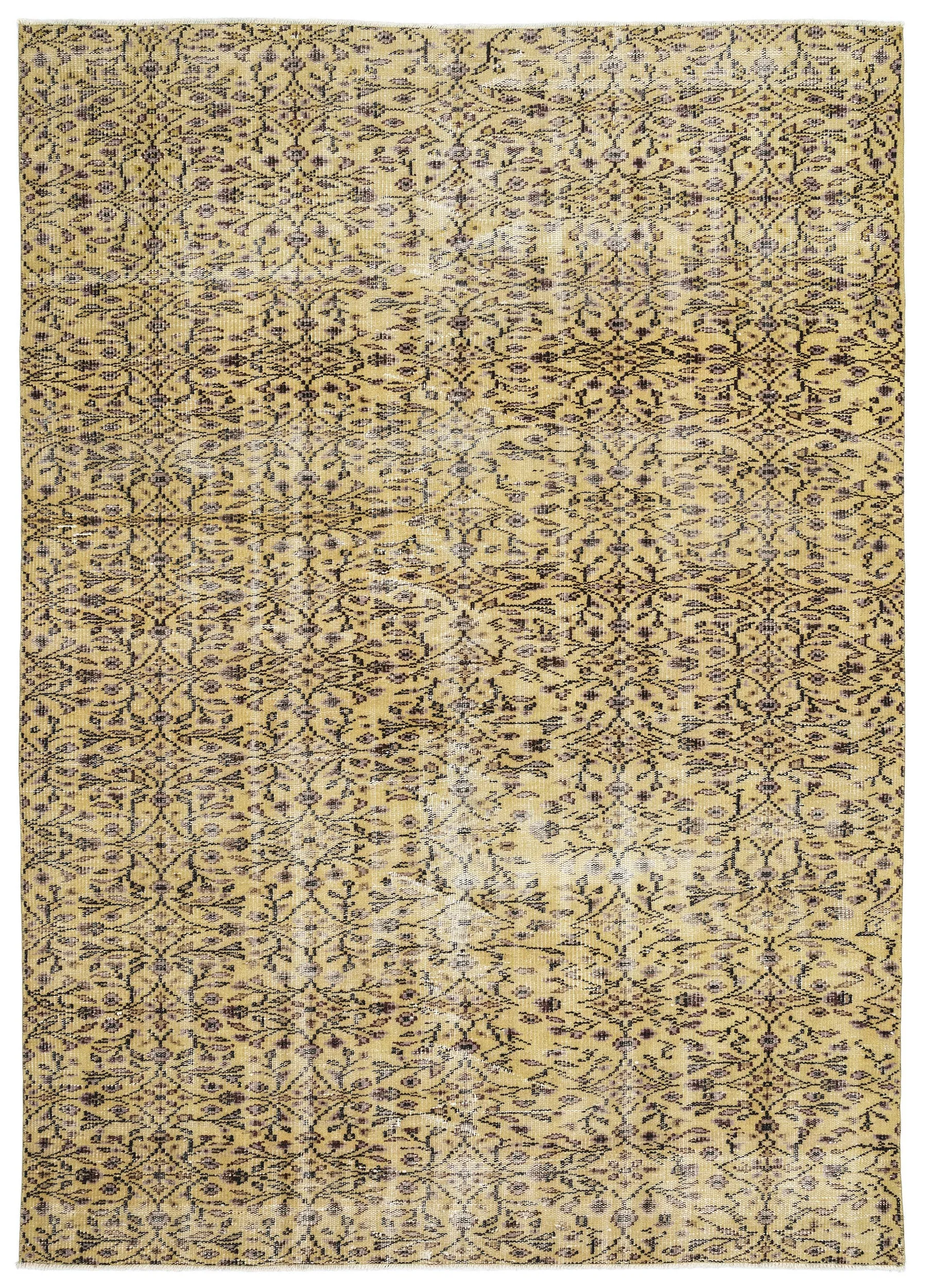 Retro Design Naturel Over Dyed Vintage Rug 6'1'' x 8'9'' ft 186 x 267 cm