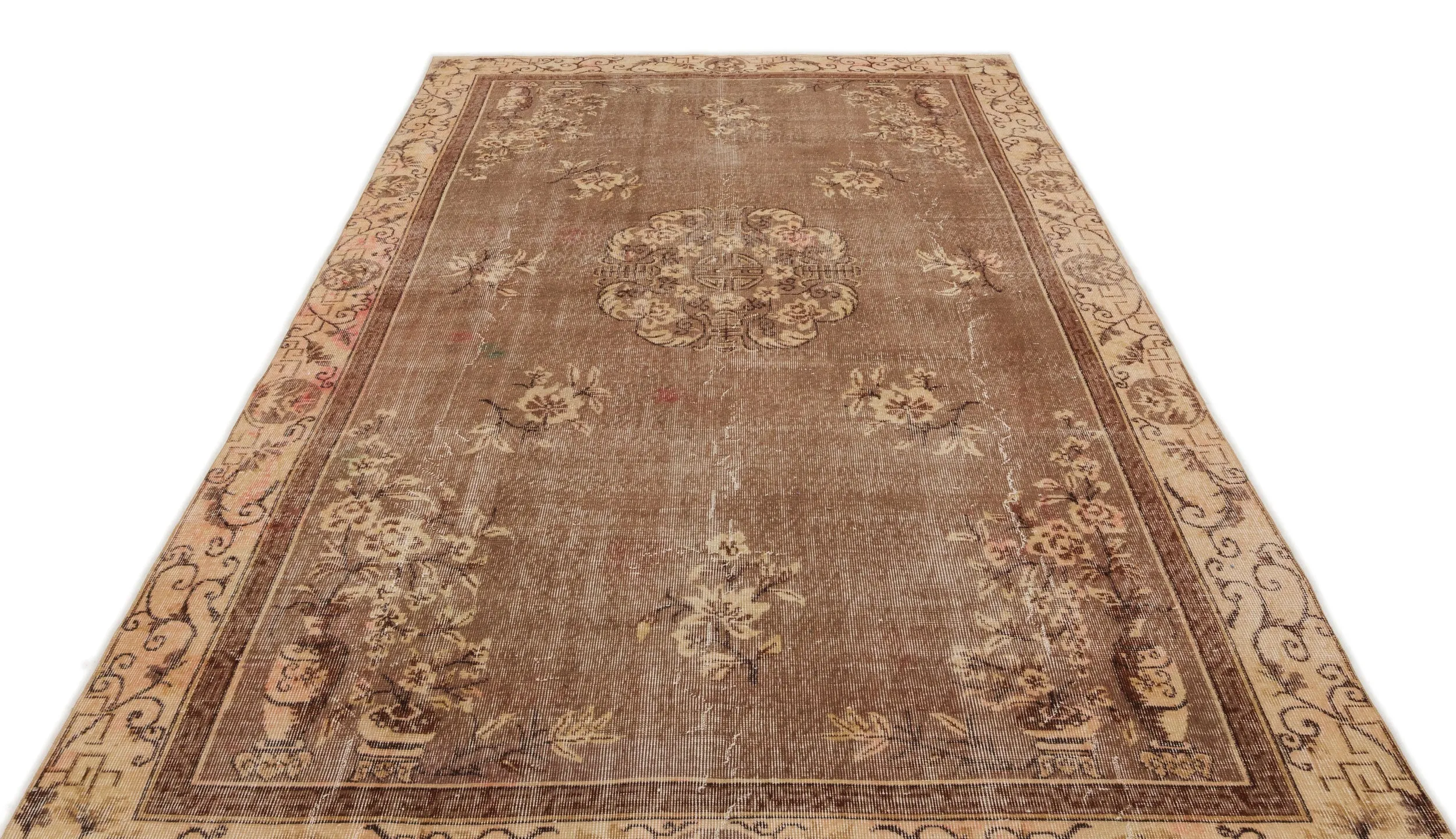 Retro Design Naturel Over Dyed Vintage Rug 6'4'' x 9'8'' ft 193 x 294 cm