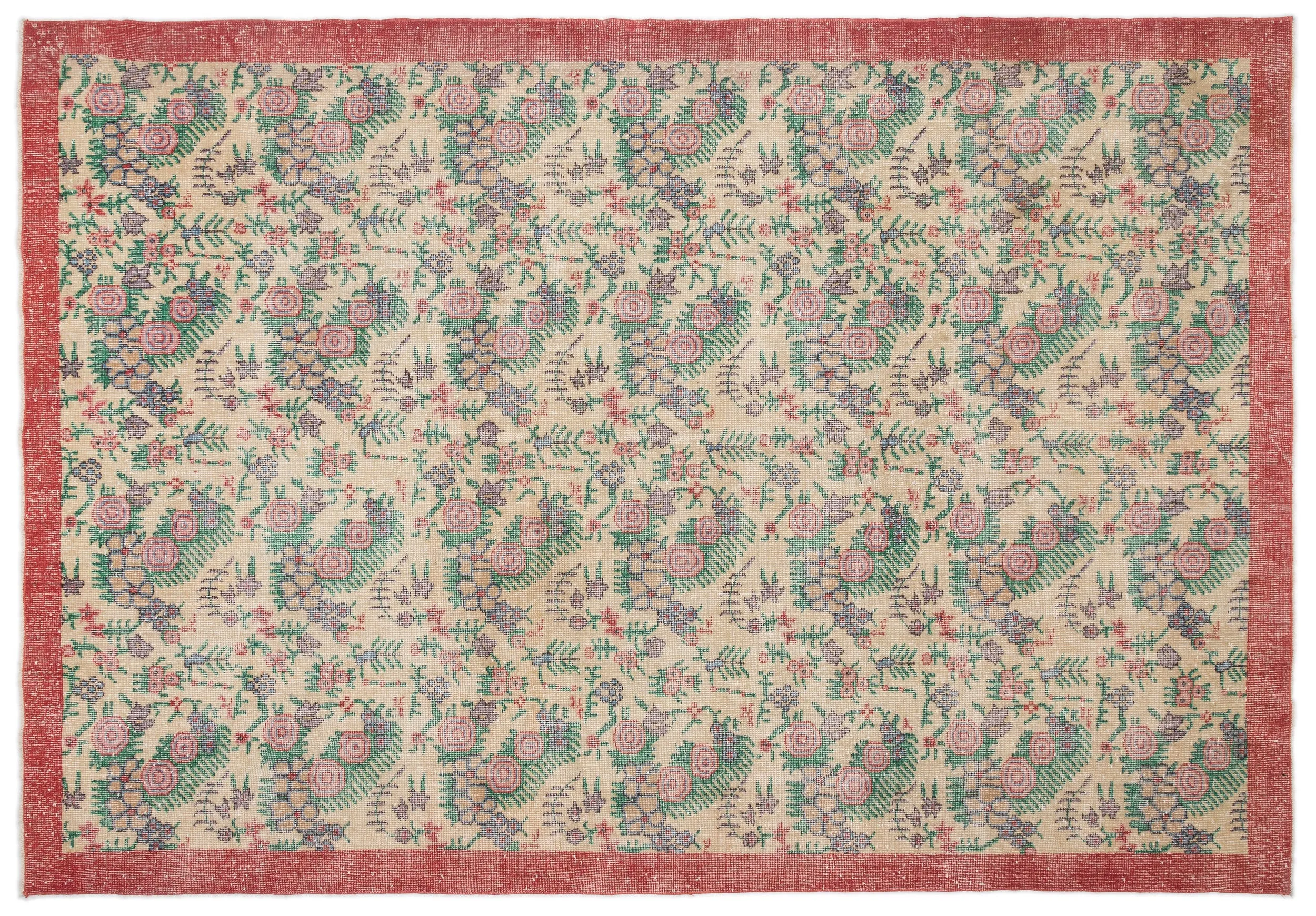 Retro Design Naturel Over Dyed Vintage Rug 7'1'' x 10'2'' ft 215 x 311 cm
