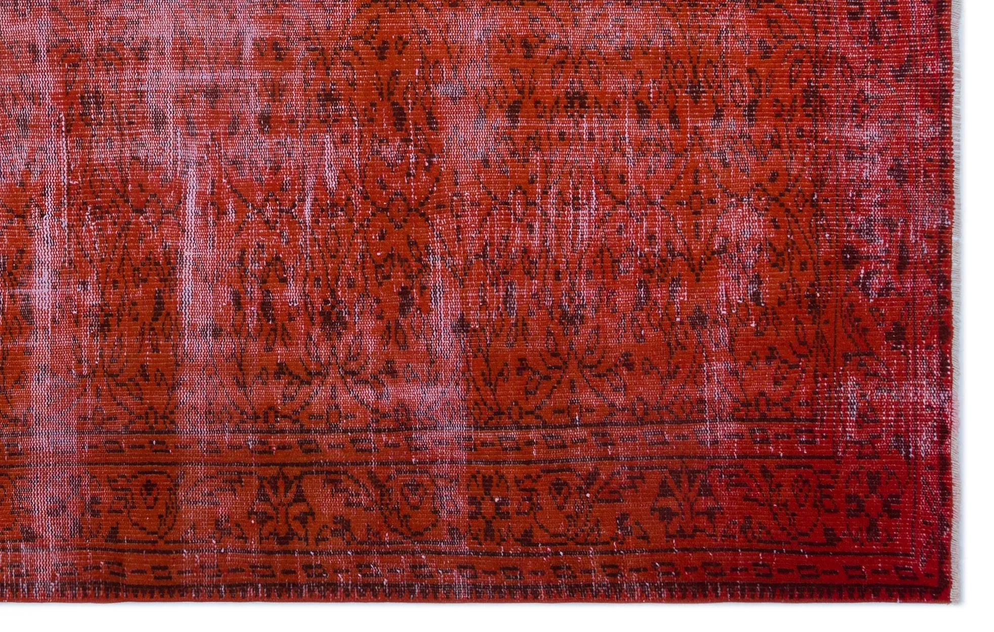 Retro Design Orange Over Dyed Vintage Rug 5'11'' x 9'3'' ft 181 x 282 cm