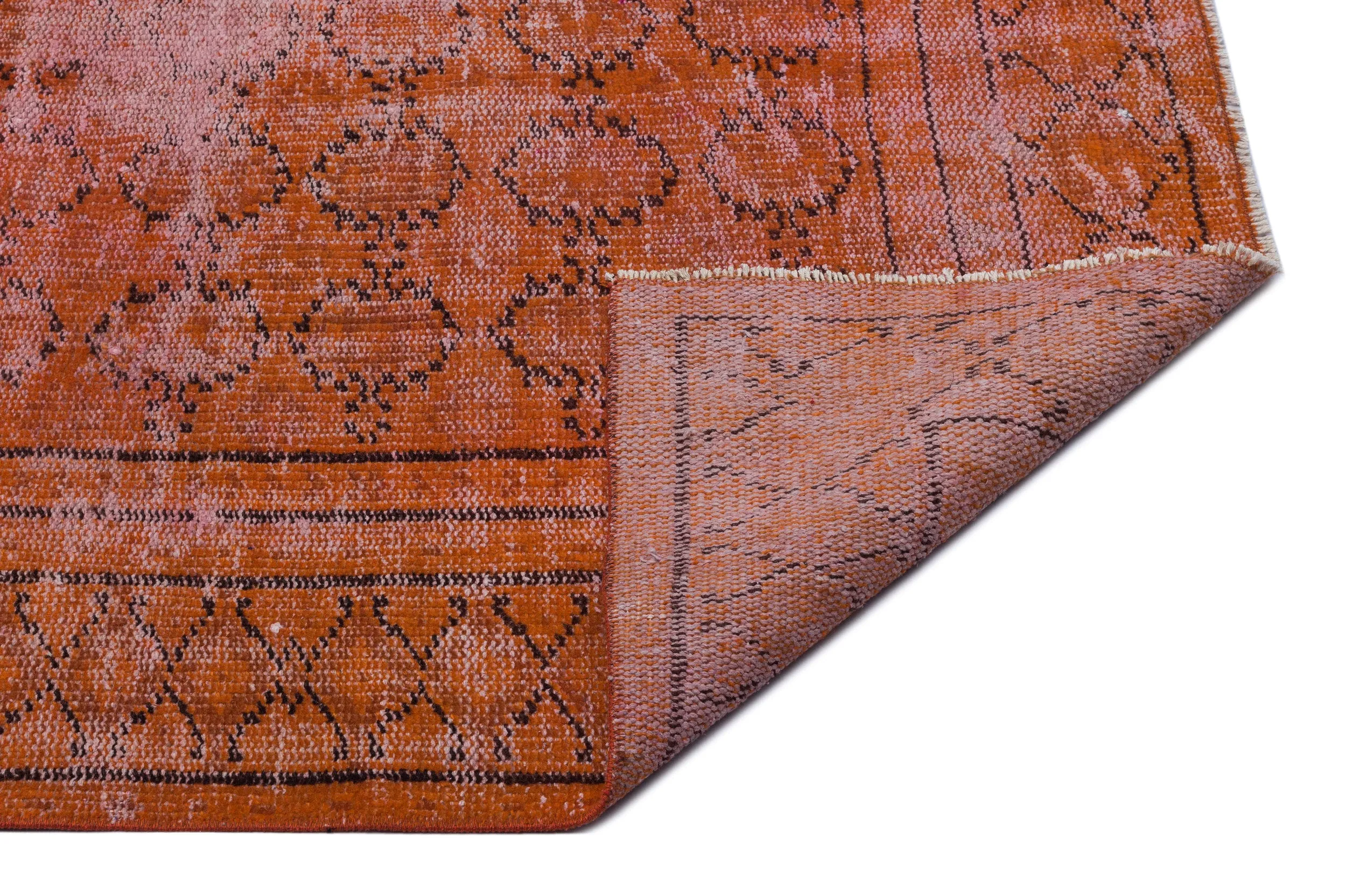 Retro Design Orange Over Dyed Vintage Rug 6'0'' x 8'10'' ft 183 x 270 cm