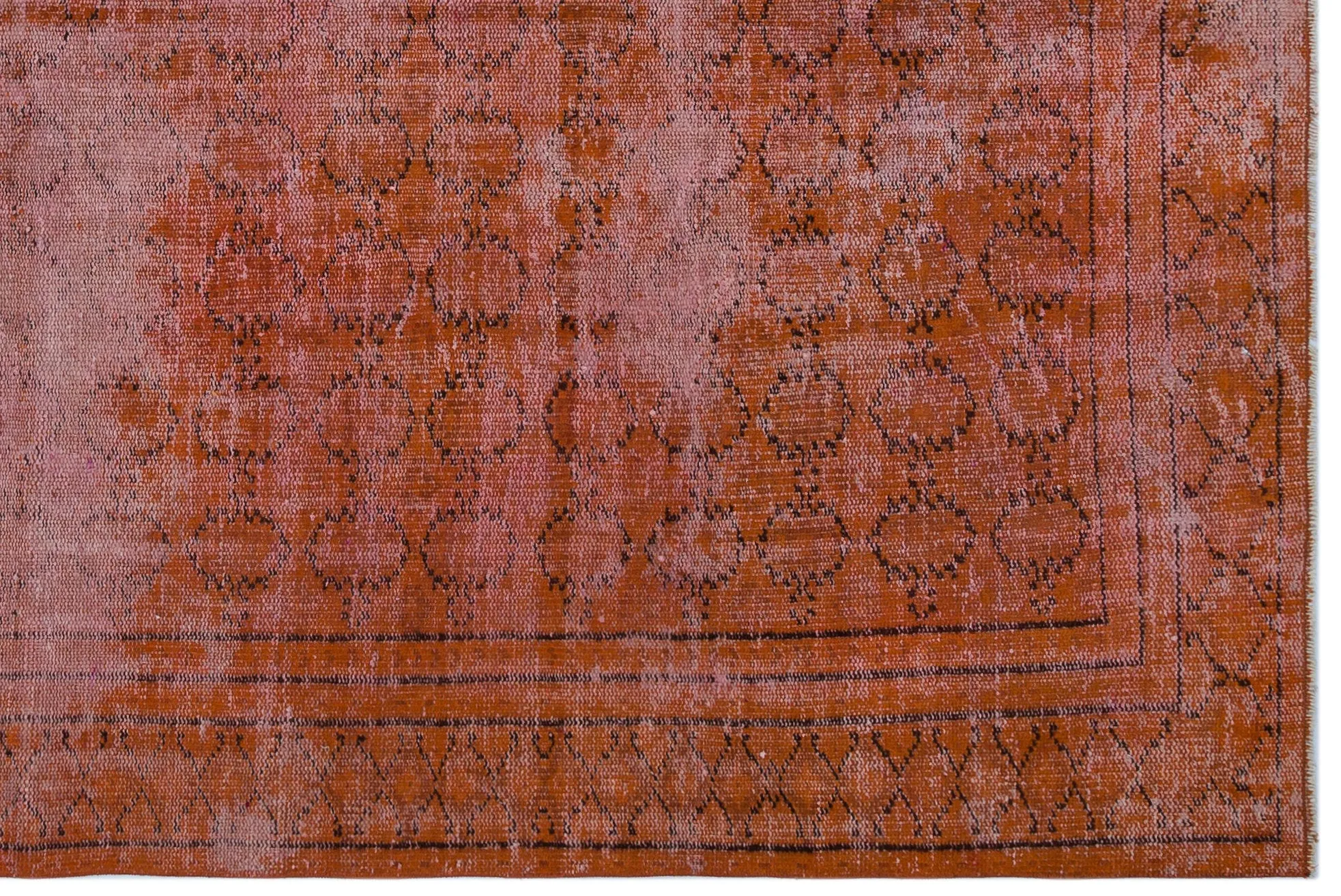 Retro Design Orange Over Dyed Vintage Rug 6'0'' x 8'10'' ft 183 x 270 cm