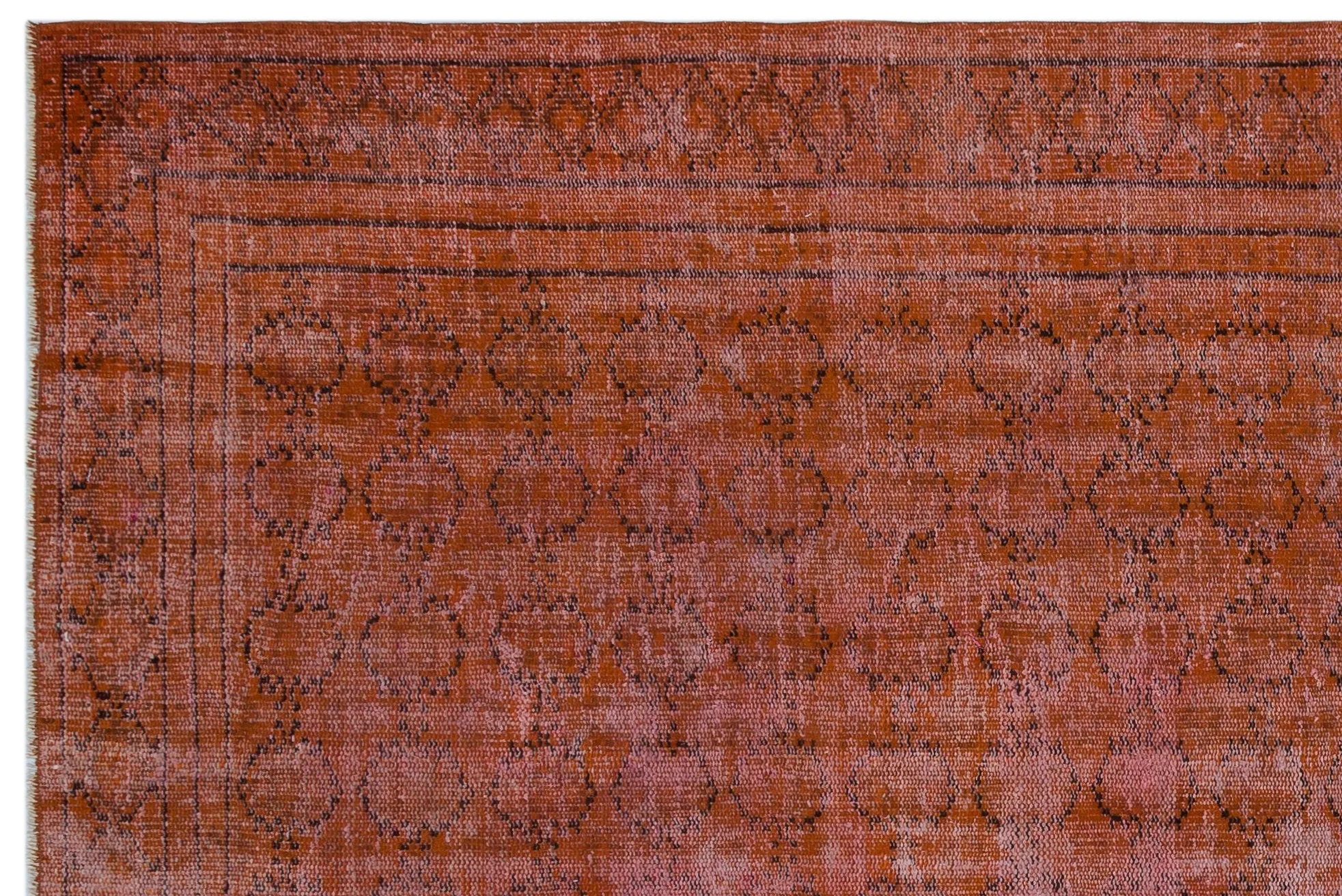 Retro Design Orange Over Dyed Vintage Rug 6'0'' x 8'10'' ft 183 x 270 cm
