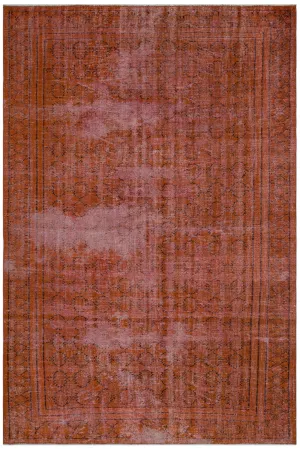 Retro Design Orange Over Dyed Vintage Rug 6'0'' x 8'10'' ft 183 x 270 cm