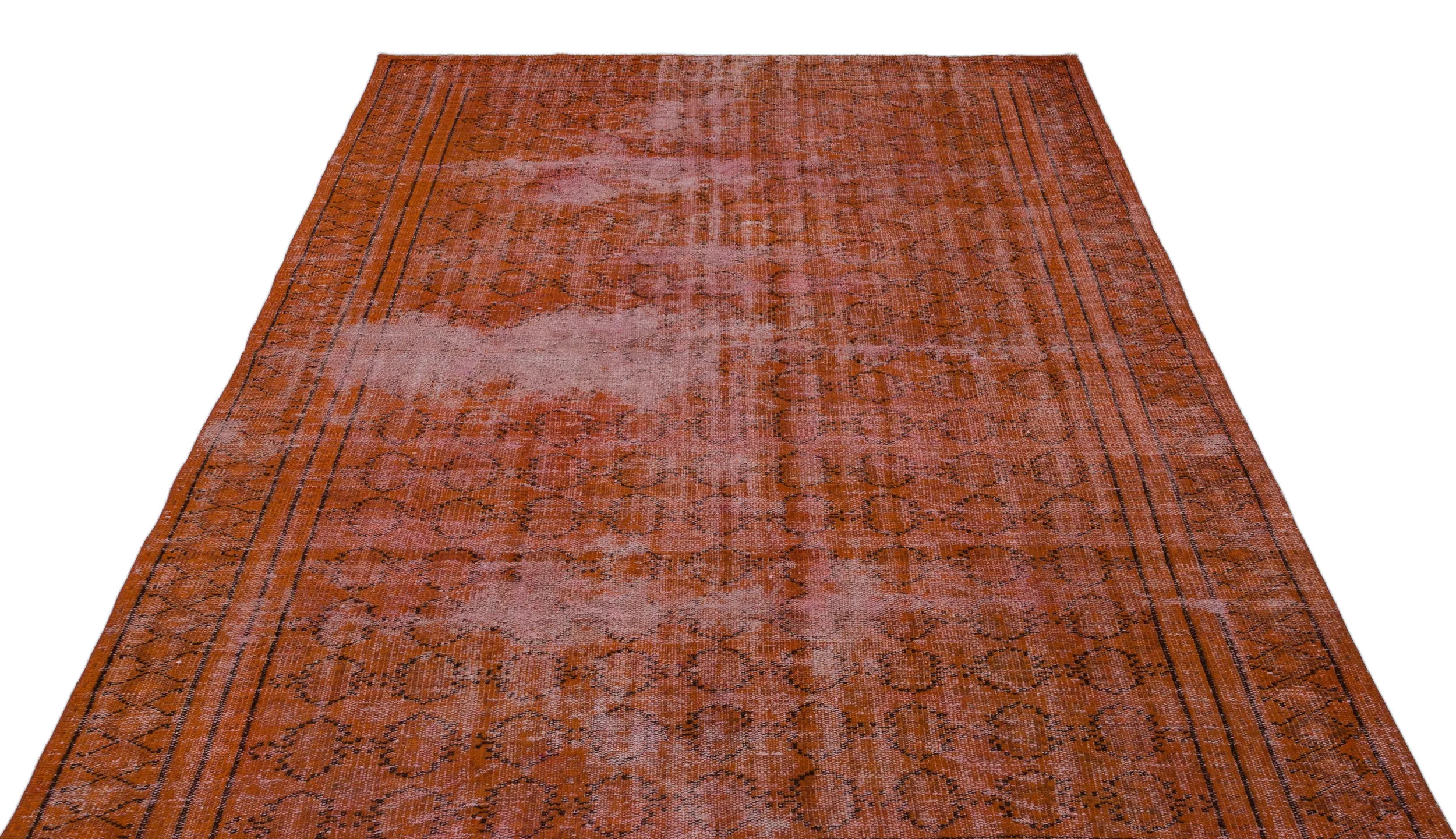 Retro Design Orange Over Dyed Vintage Rug 6'0'' x 8'10'' ft 183 x 270 cm