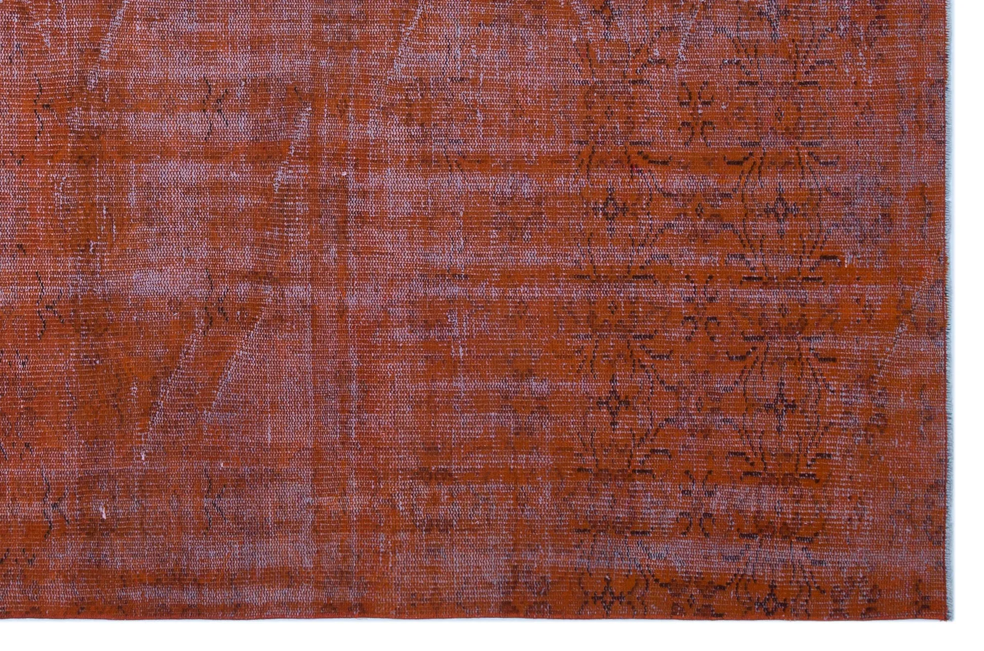Retro Design Orange Over Dyed Vintage Rug 6'1'' x 9'3'' ft 185 x 282 cm