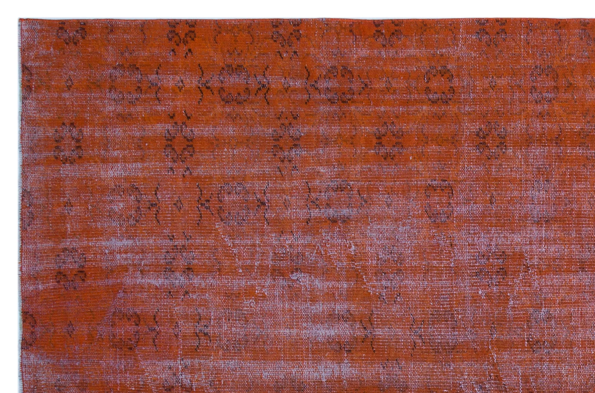 Retro Design Orange Over Dyed Vintage Rug 6'1'' x 9'3'' ft 185 x 282 cm