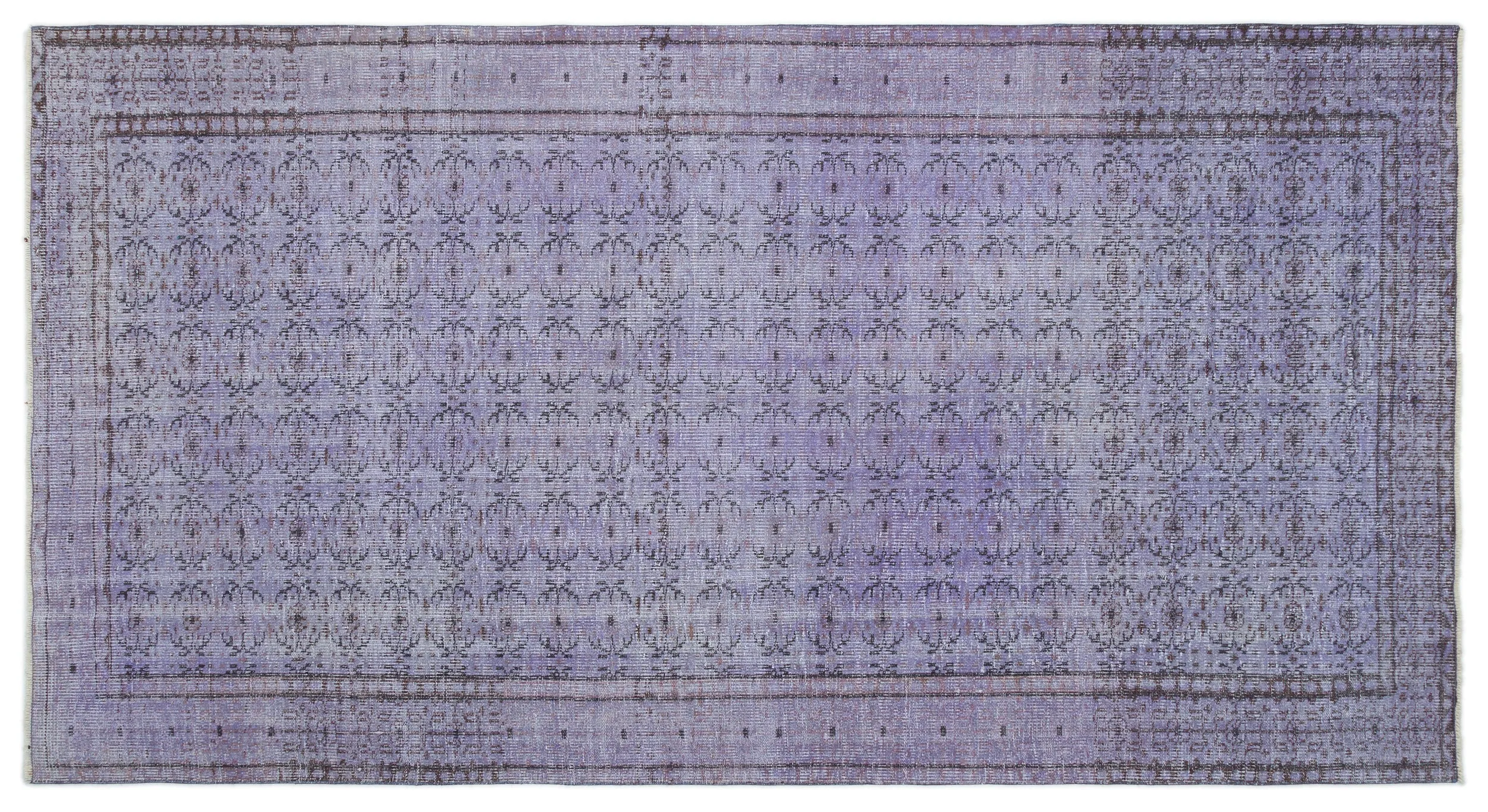 Retro Design Purple Over Dyed Vintage Rug 5'8'' x 9'7'' ft 173 x 292 cm