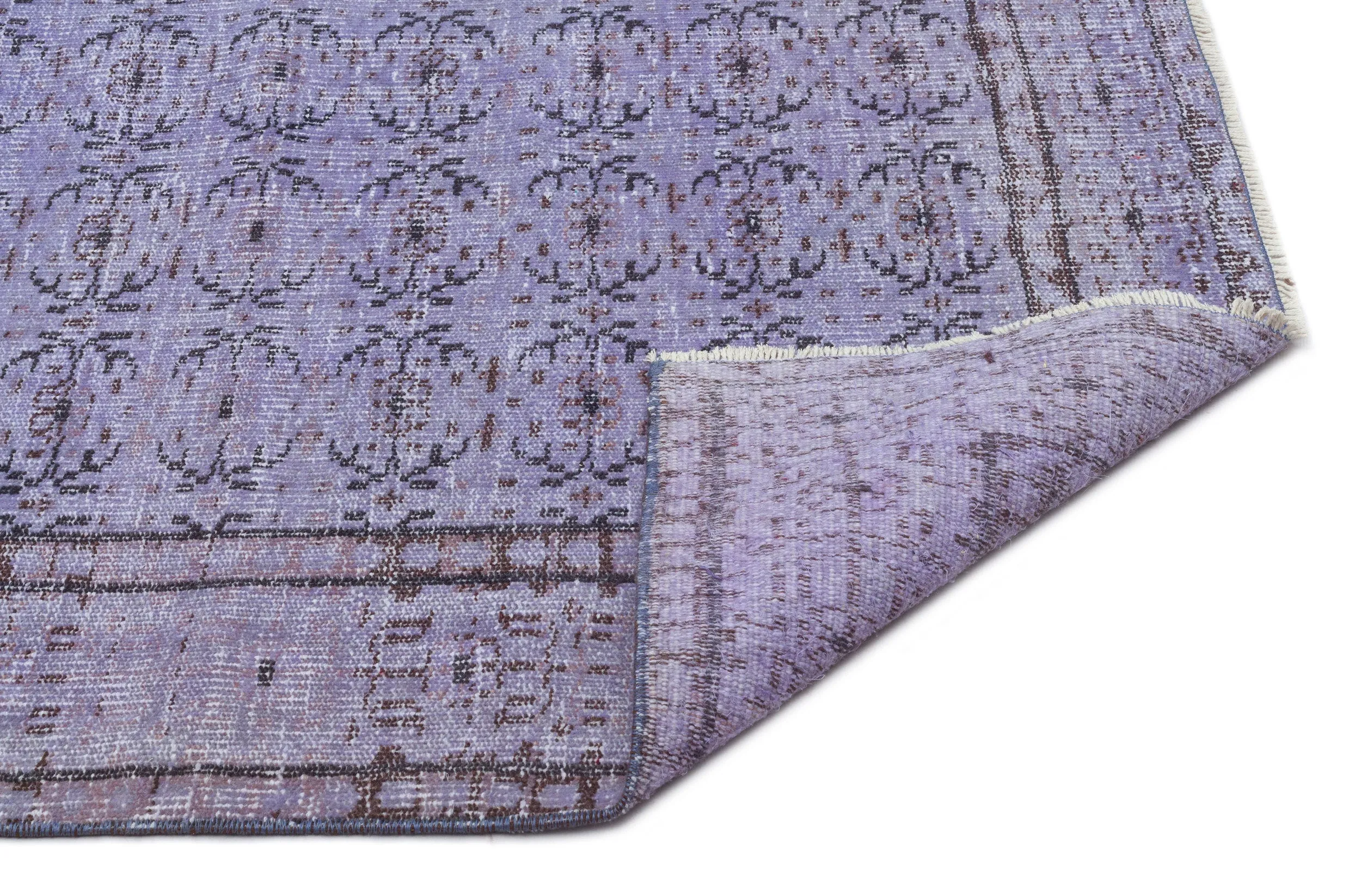 Retro Design Purple Over Dyed Vintage Rug 5'8'' x 9'7'' ft 173 x 292 cm