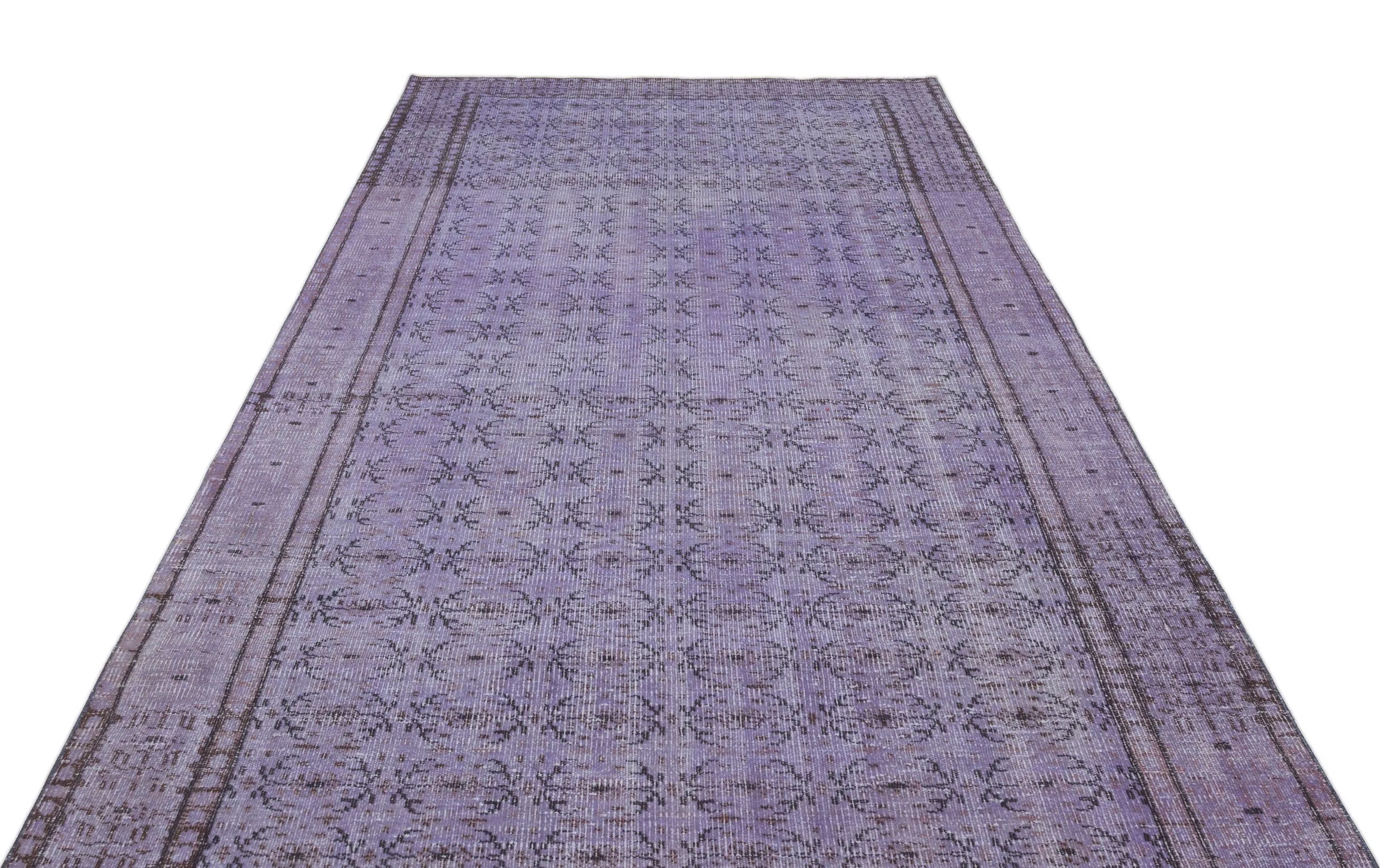Retro Design Purple Over Dyed Vintage Rug 5'8'' x 9'7'' ft 173 x 292 cm