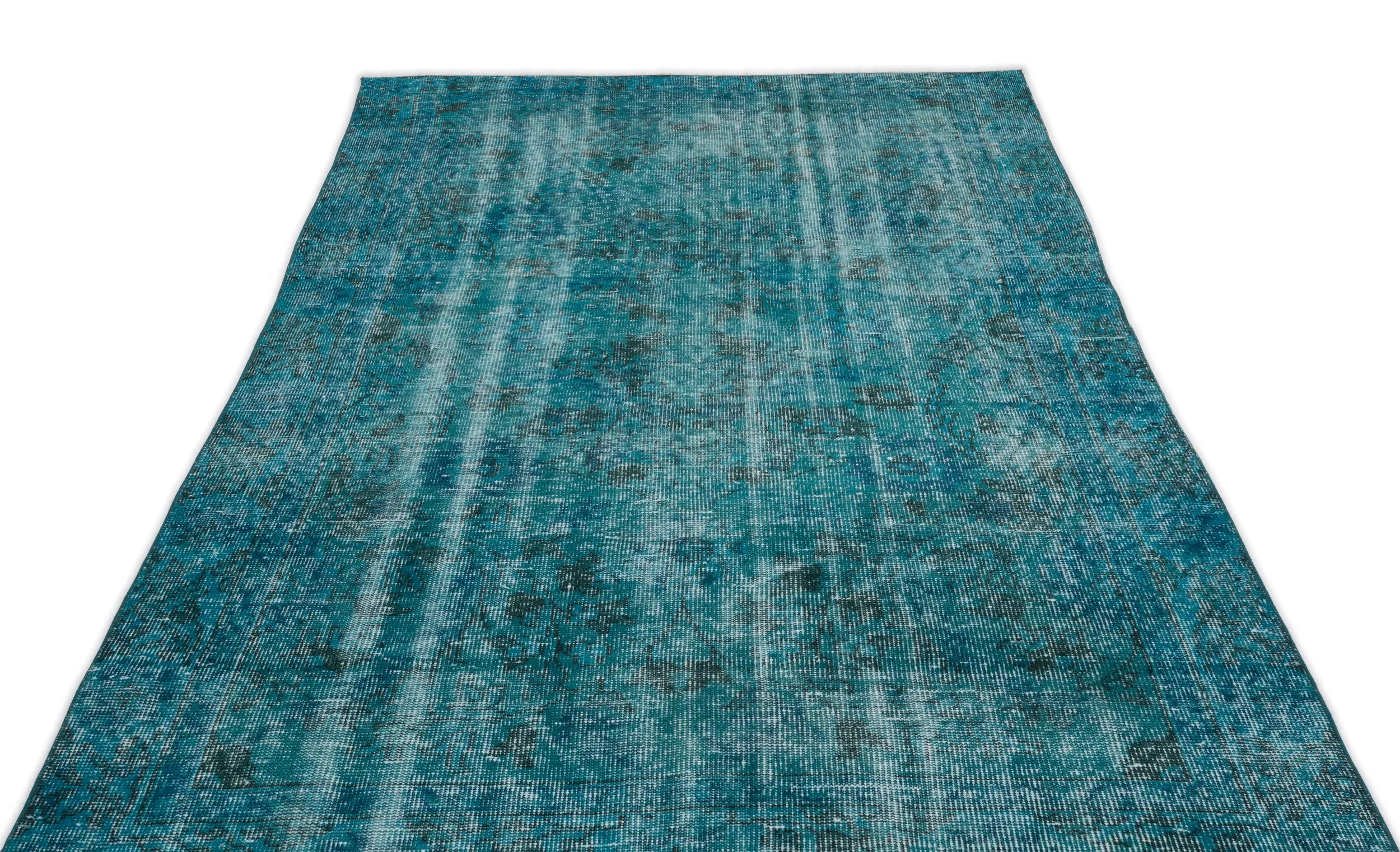 Retro Design Stone Blue Over Dyed Vintage Rug 5'3'' x 8'8'' ft 161 x 264 cm