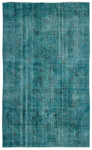 Retro Design Stone Blue Over Dyed Vintage Rug 5'3'' x 8'8'' ft 161 x 264 cm