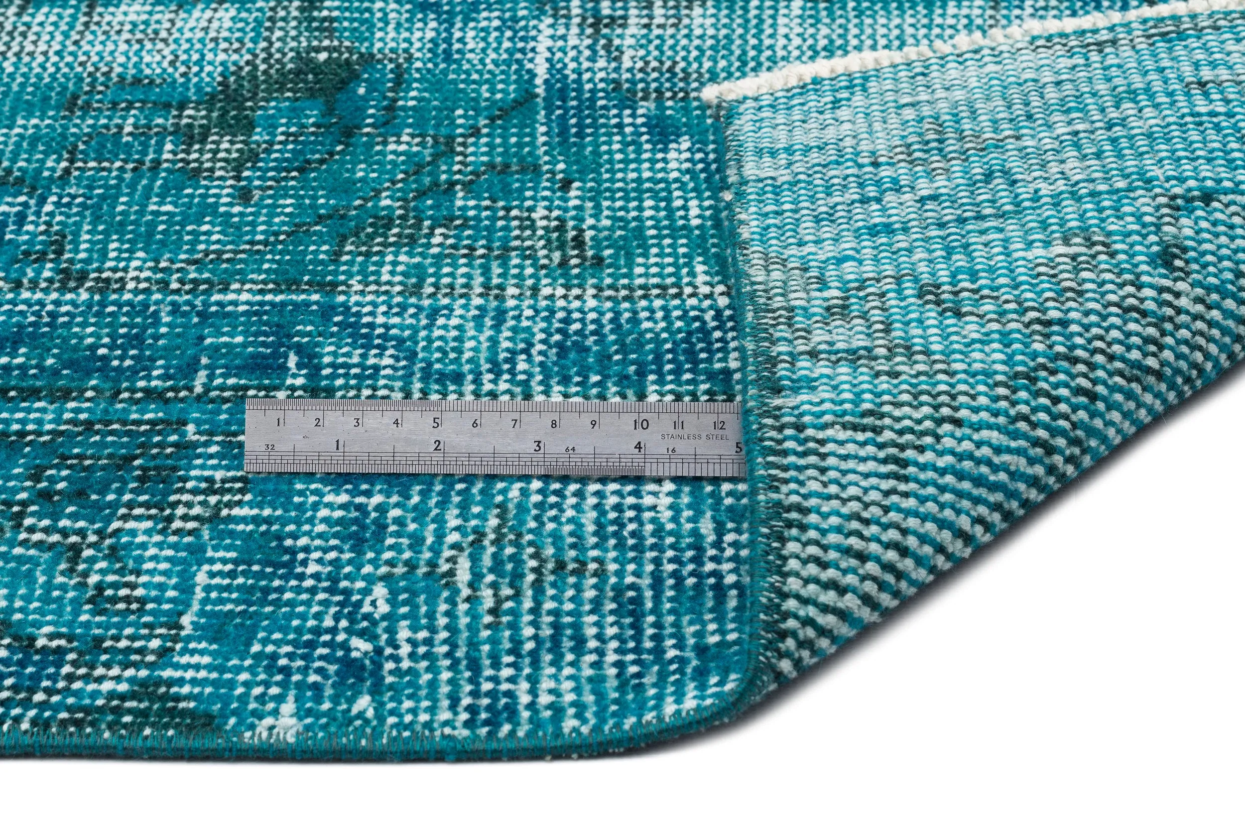 Retro Design Stone Blue Over Dyed Vintage Rug 5'3'' x 8'8'' ft 161 x 264 cm